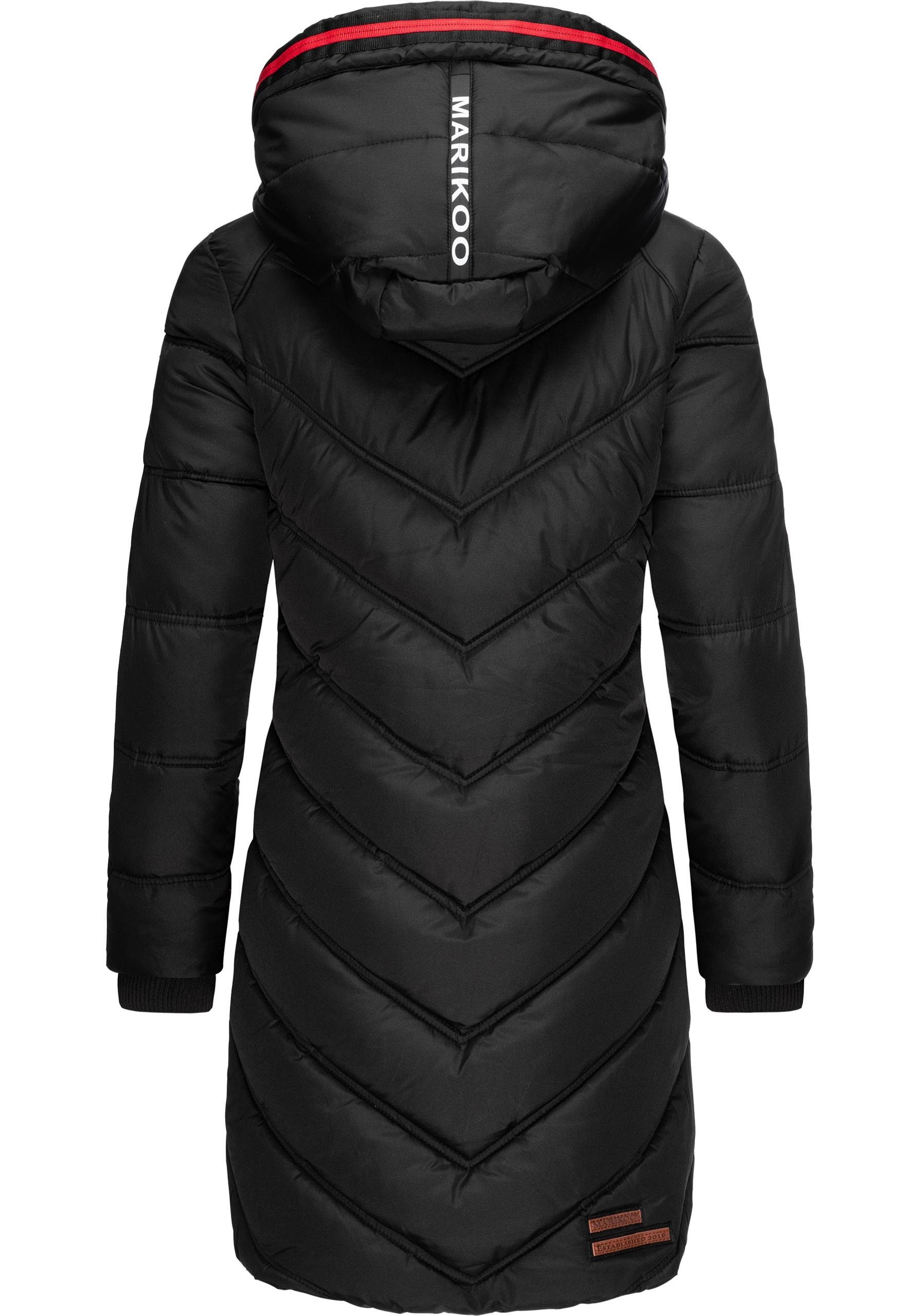 Marikoo Wintermantel Armasa modischer Damen Winter Steppmantel mit Kapuze