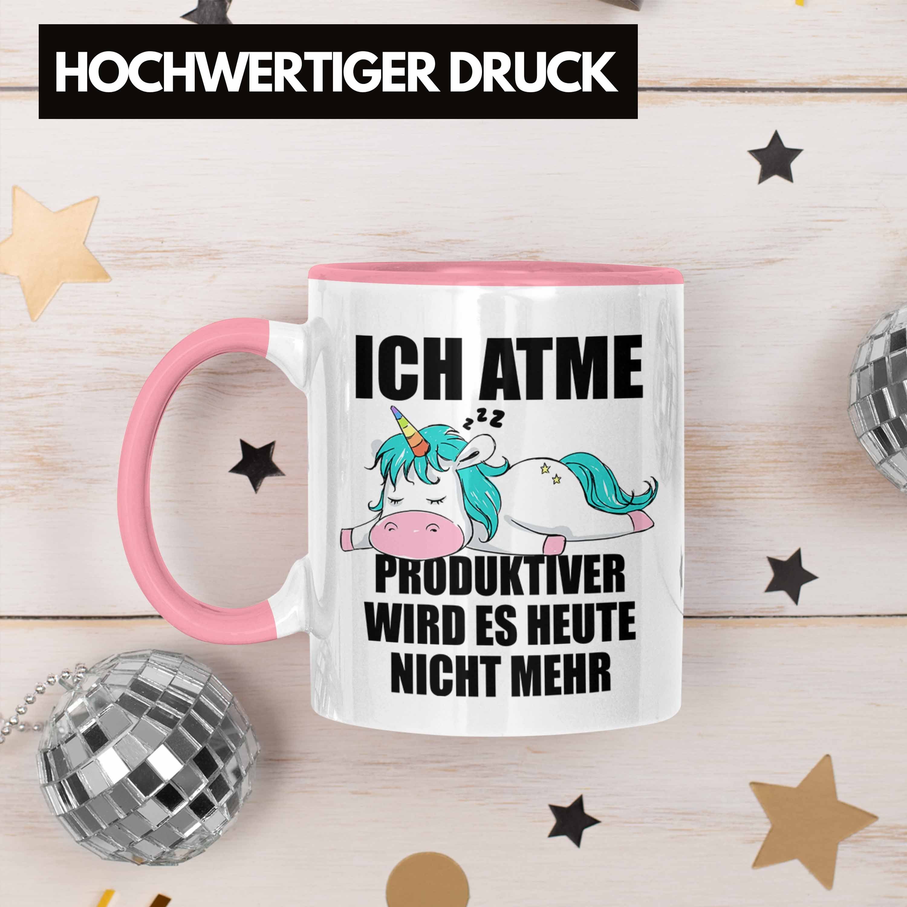 Frauen Geschenk Trendation mit Einhorn Tasse Trendation Mitarbeiterin Tasse - Lustige Rosa Spruch Arbeitskollege