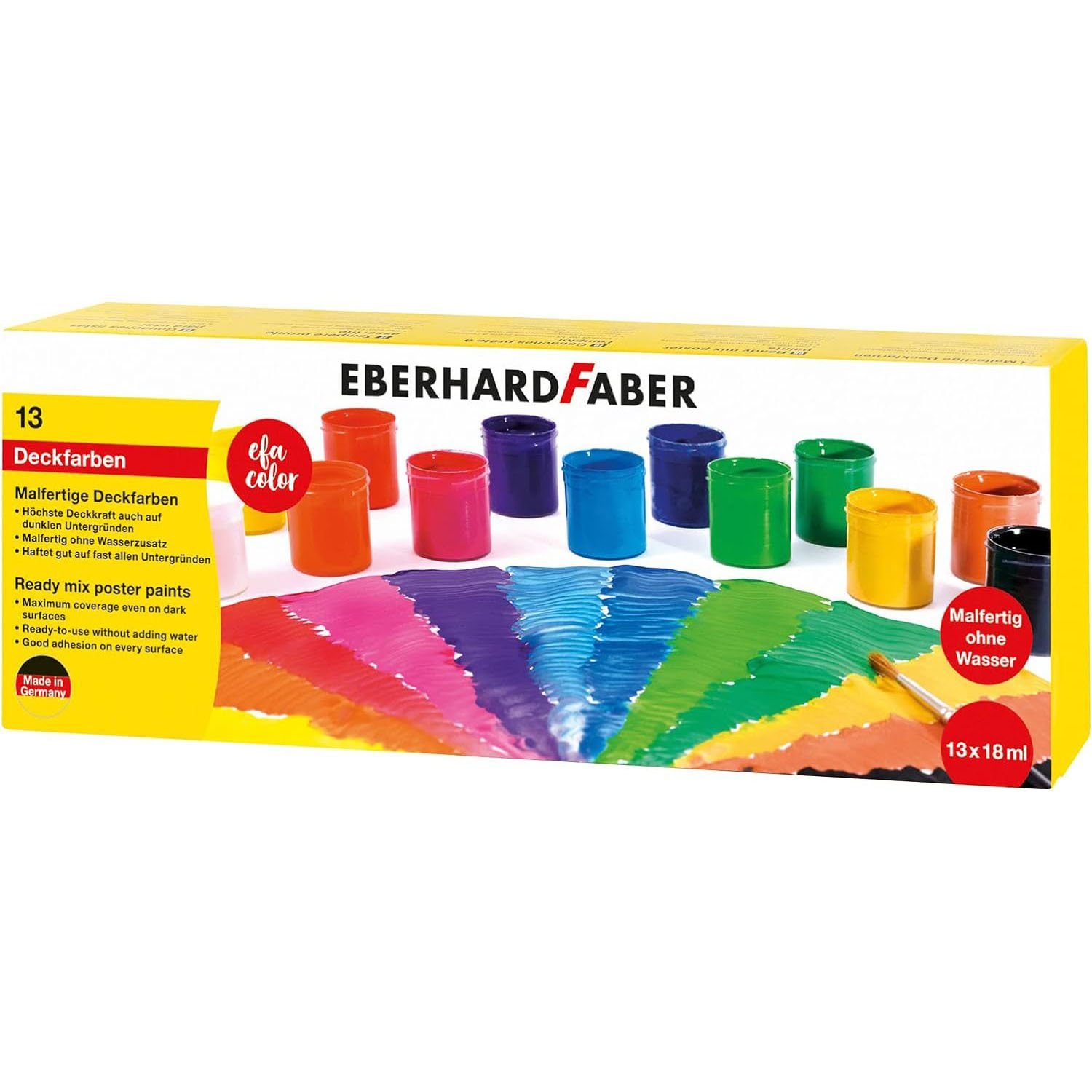 Eberhard Faber Kinderfarbe Deckfarben Malfertig 13er Set Töpfe mit 18ml