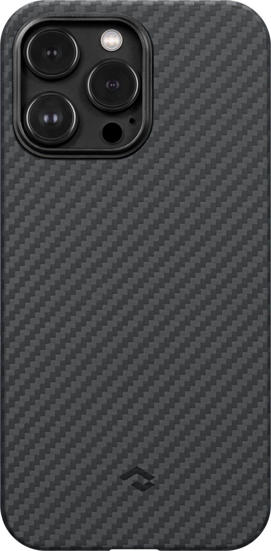 Pitaka Handyhülle MagEz Case 3 for Pro Max iPhone 14 Black/Grey Twill, hergestellt aus 1500D Aramid-Fasern