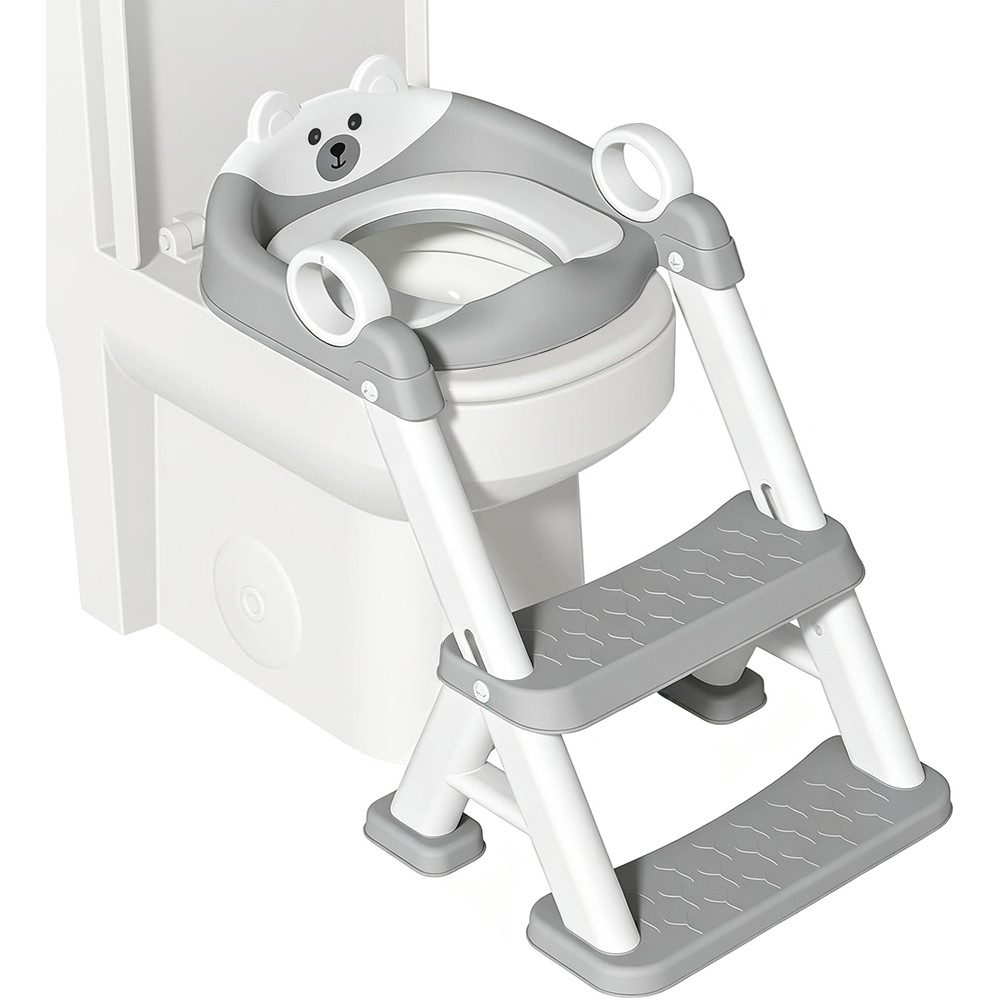 AFKSMILE Toilettentrainer Toilettentrainer für Kinder, 2 in 1 Kind Toilettensitz mit Treppe, Toilet Training, Spritz und Rutschfestes Trittbrett, Höhenverstellbar
