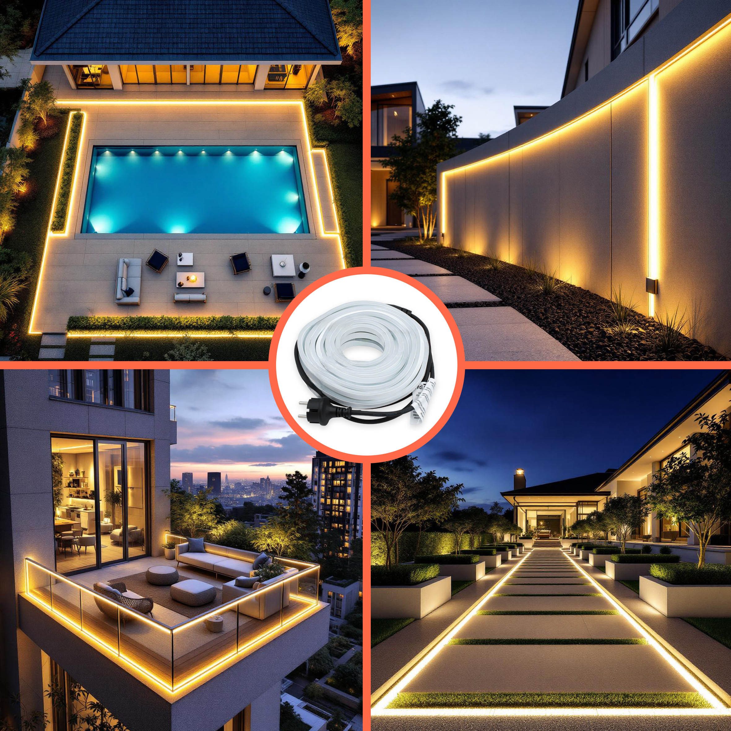 Spetebo LED-Lichterschlauch LED Lichtschlauch warmweiß - 10 m / 900 LED, 900-flammig, beleuchteter Lichterschlauch für Drinnen und Draußen – Bild 4 von 5