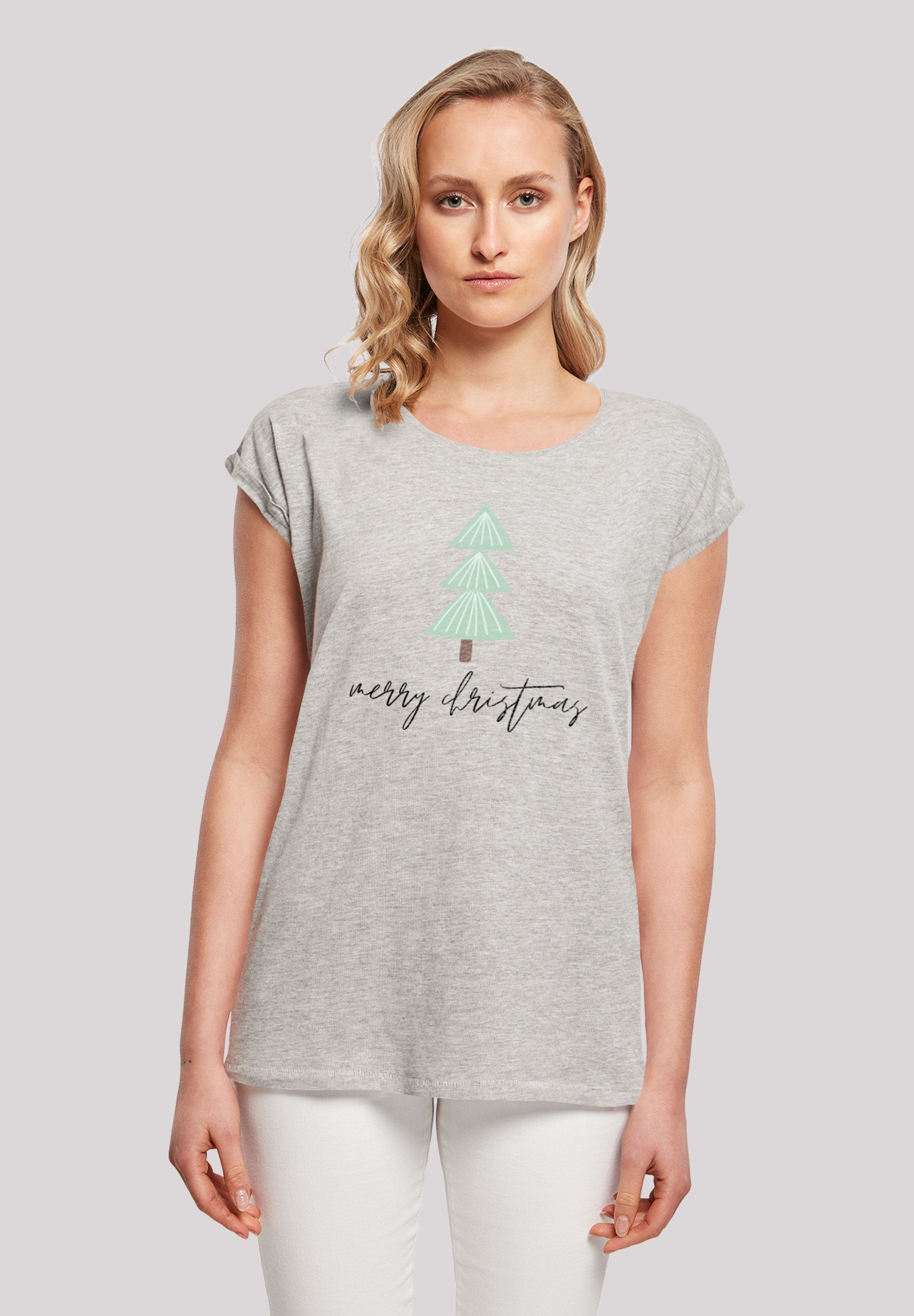 F4NT4STIC T-Shirt Merry Christmas Weihnachten Print heather grey