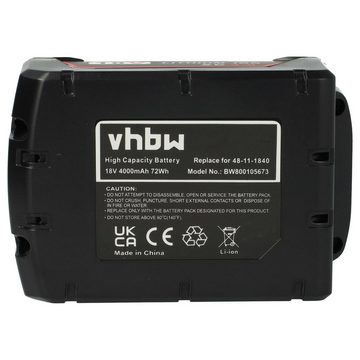 vhbw Ersatz für 4932386874, 4932386873, 4932386853, 4932399512, 4932399415, Akku Li-Ion 4000 mAh (18 V)