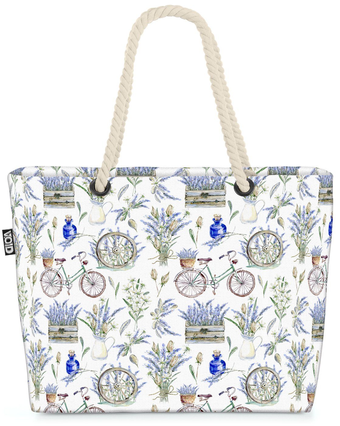 VOID Strandtasche (1-tlg), Aquarell Provence Beach Bag Provence Wasserfarben rustikal Natur Blume mustern