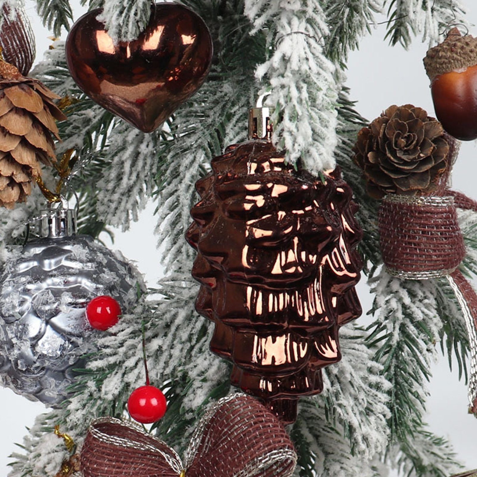Rutaqian Christbaumschmuck glitzernden Ornamenten für und hängenden Weihnachtsbaum Tannenzapfen