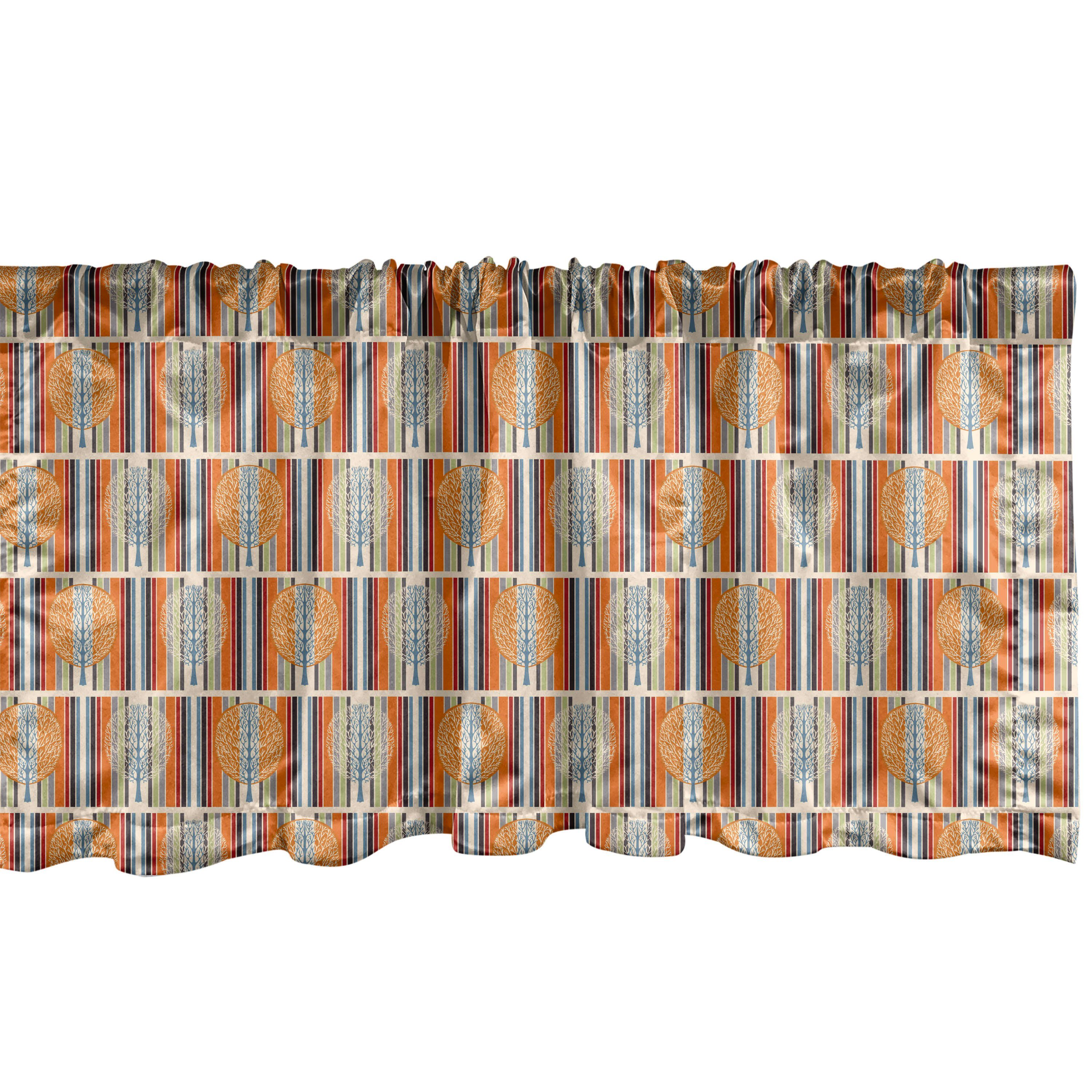 Scheibengardine Vorhang Volant für Küche Schlafzimmer Dekor mit Stangentasche, Abakuhaus, Microfaser, Baum Des Lebens Natur Stripes Kunst