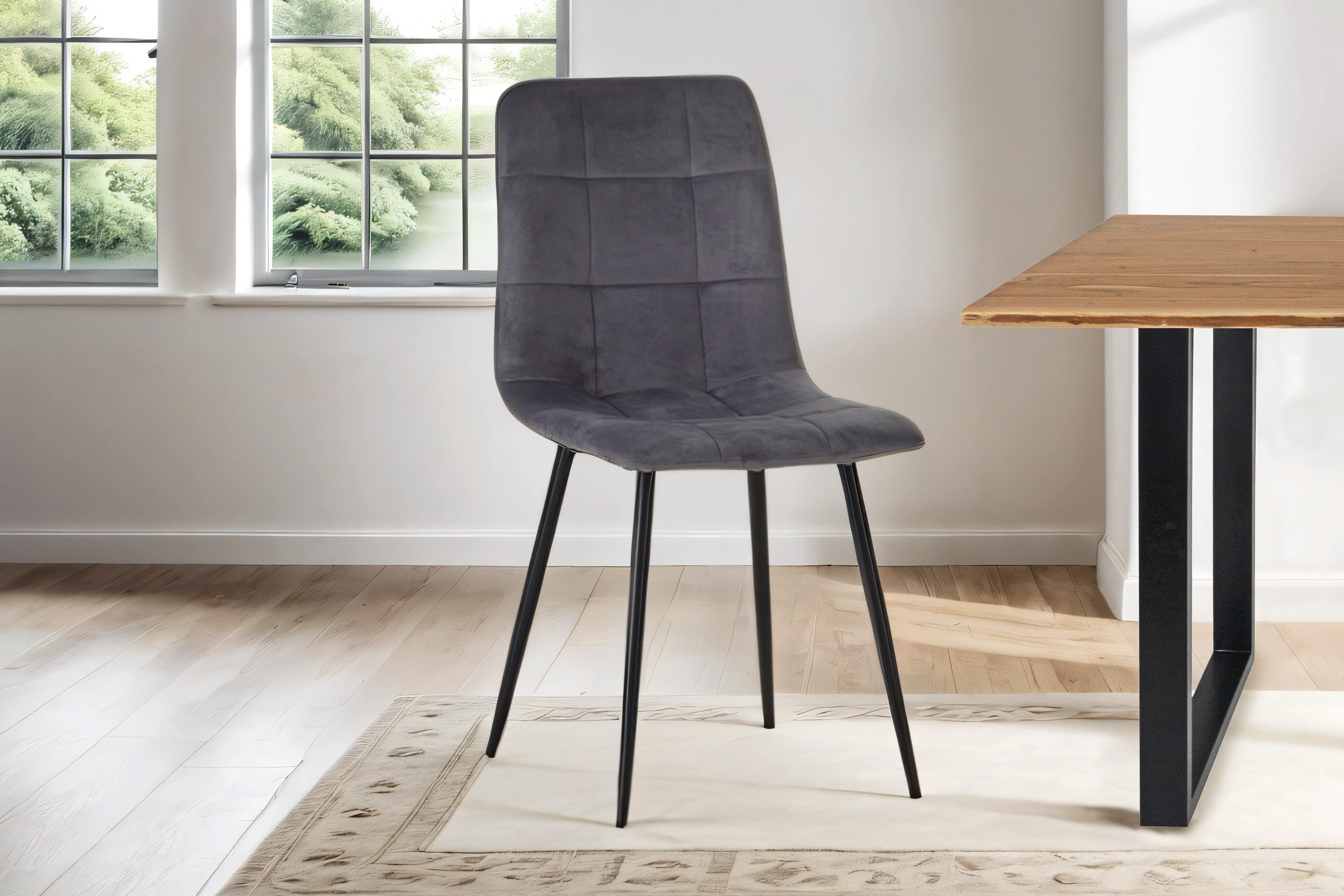 SAM® Schalenstuhl Udo, mit Stoffbezug in Grau und schwarzen Metallbeinen