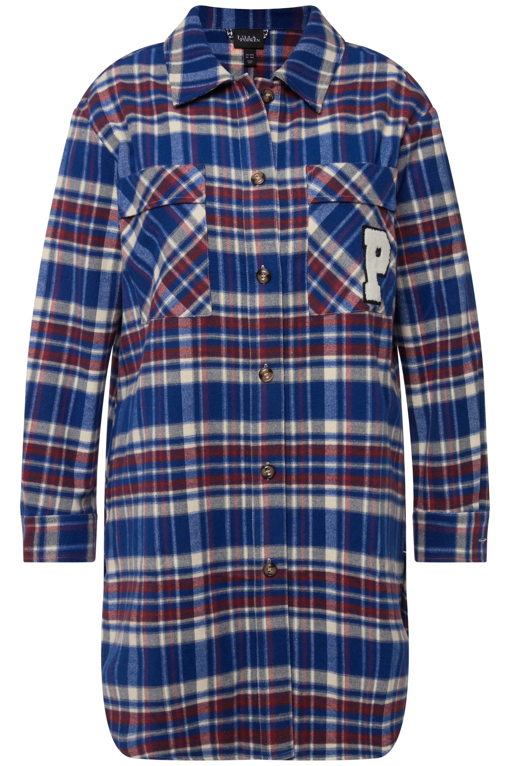 Ulla Popken Shirtjacke Karojacke Hemdkragen Knopfleiste günstig online kaufen