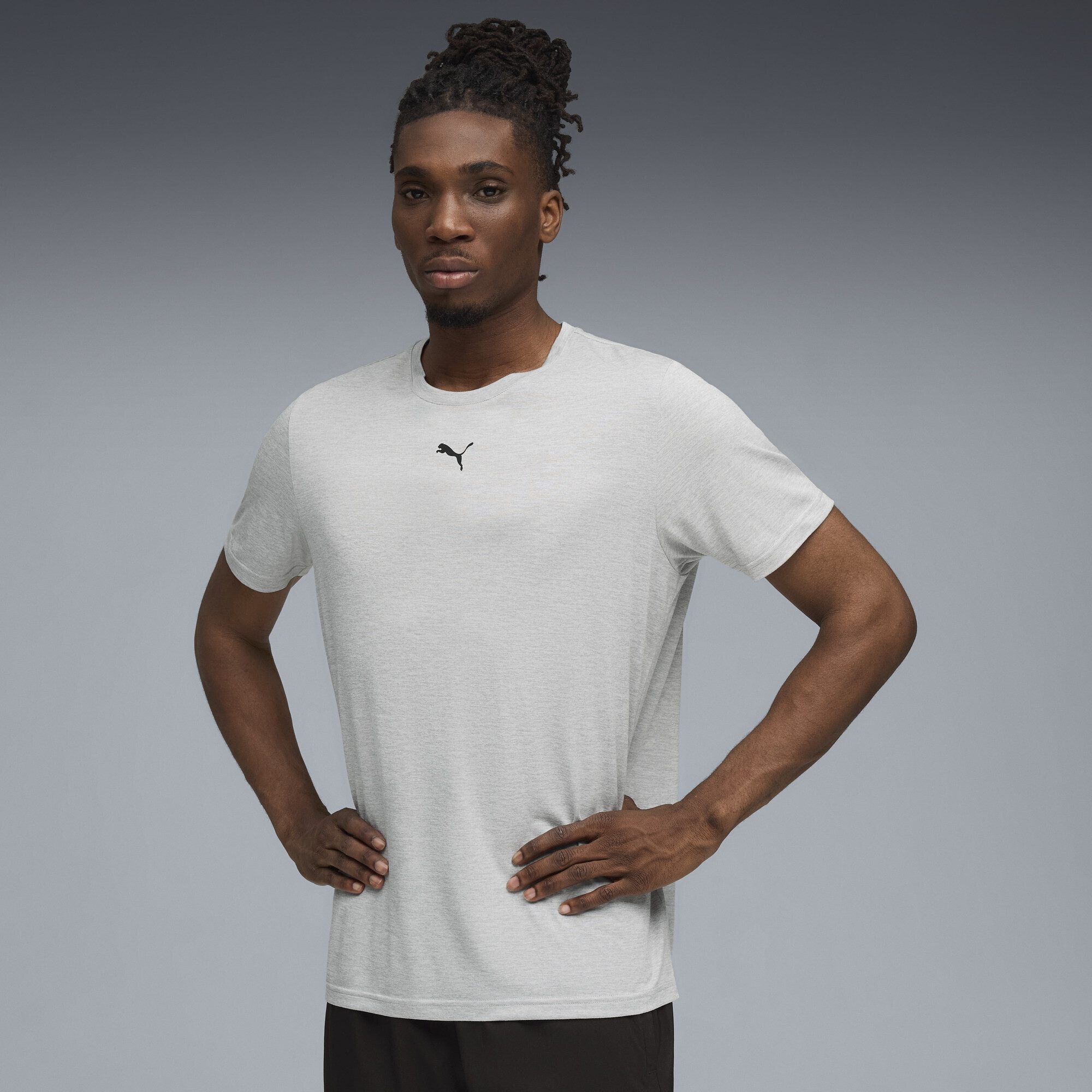 PUMA Trainingsshirt TAD ESSENTIALS Meliertes T-Shirt mit Cat Logo Herren