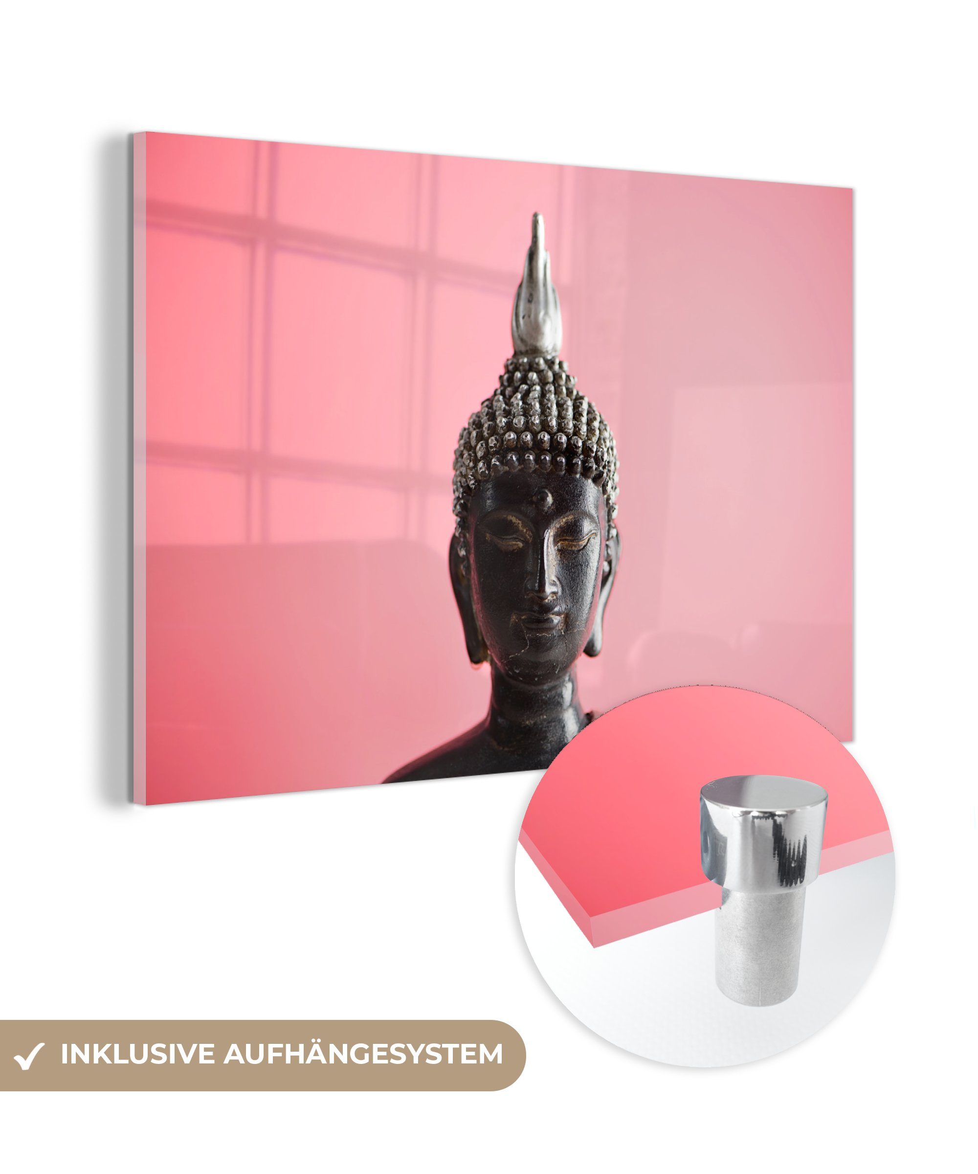 - (1 Acrylglasbild Buddha - MuchoWow Wohnzimmer & St), Acrylglasbilder Gesicht Schwarz, Schlafzimmer