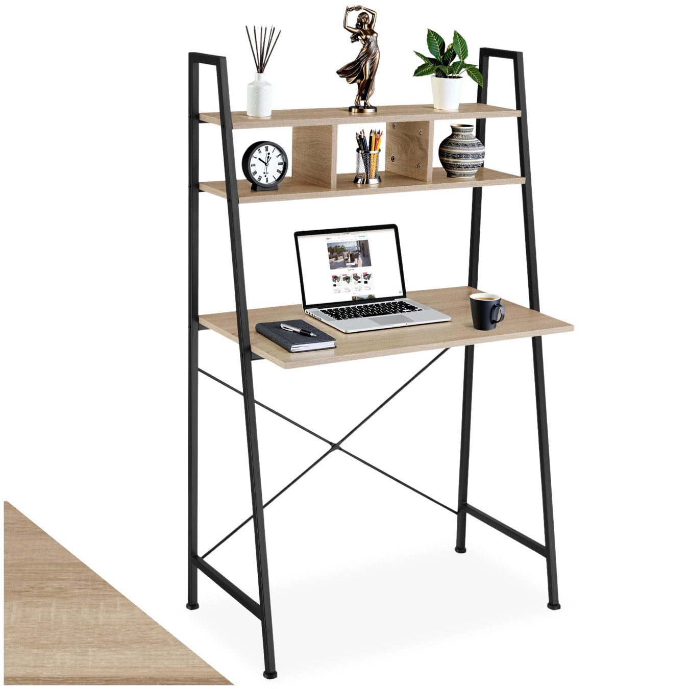 tectake Schreibtisch Computertisch Exeter 85,5x46,5x140cm (1-St., günstig online kaufen