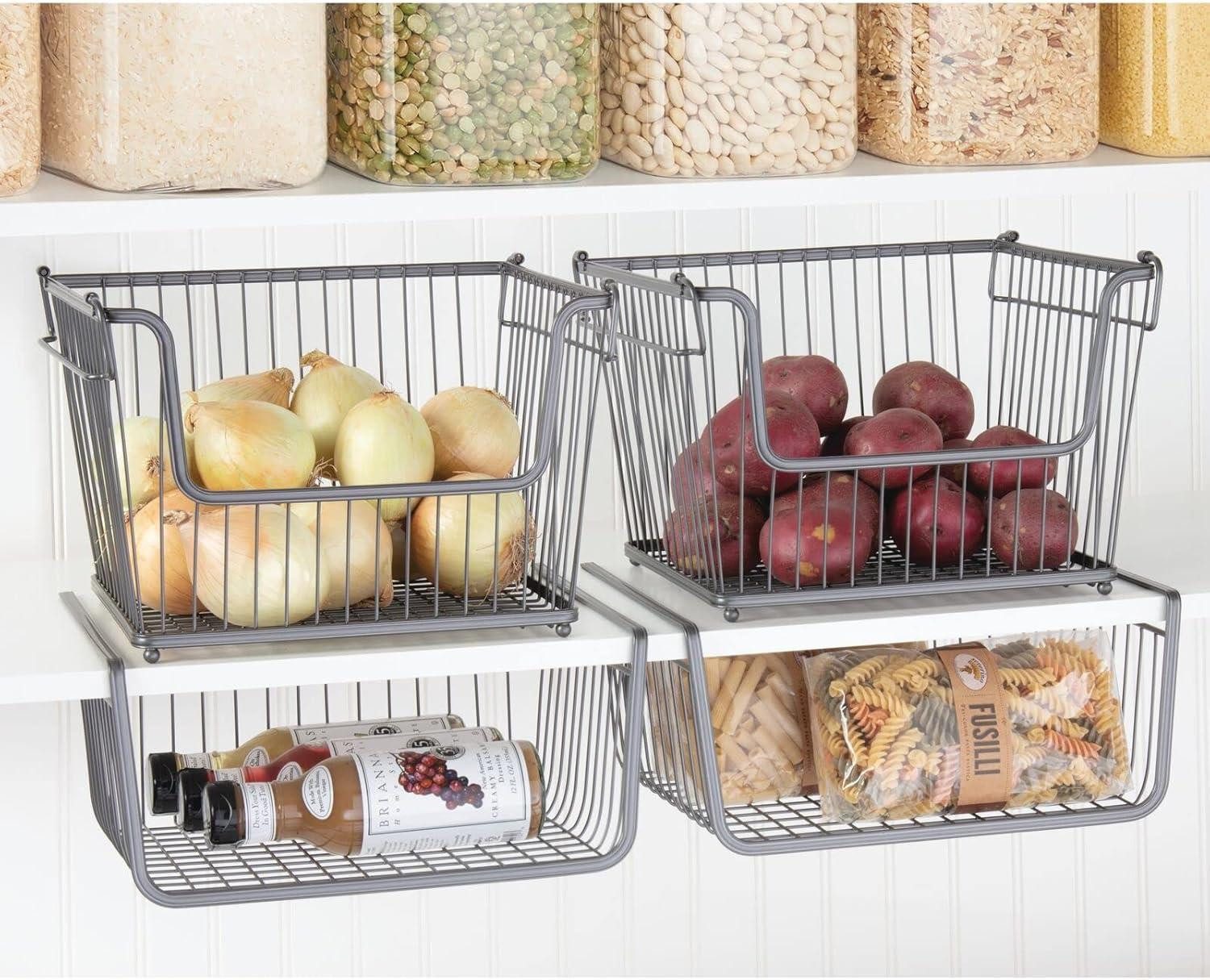 mDesign Aufbewahrungssystem mDesign Ablagebox Gitterbox Aufbewahrungskorb 6er Set Henkel Metall