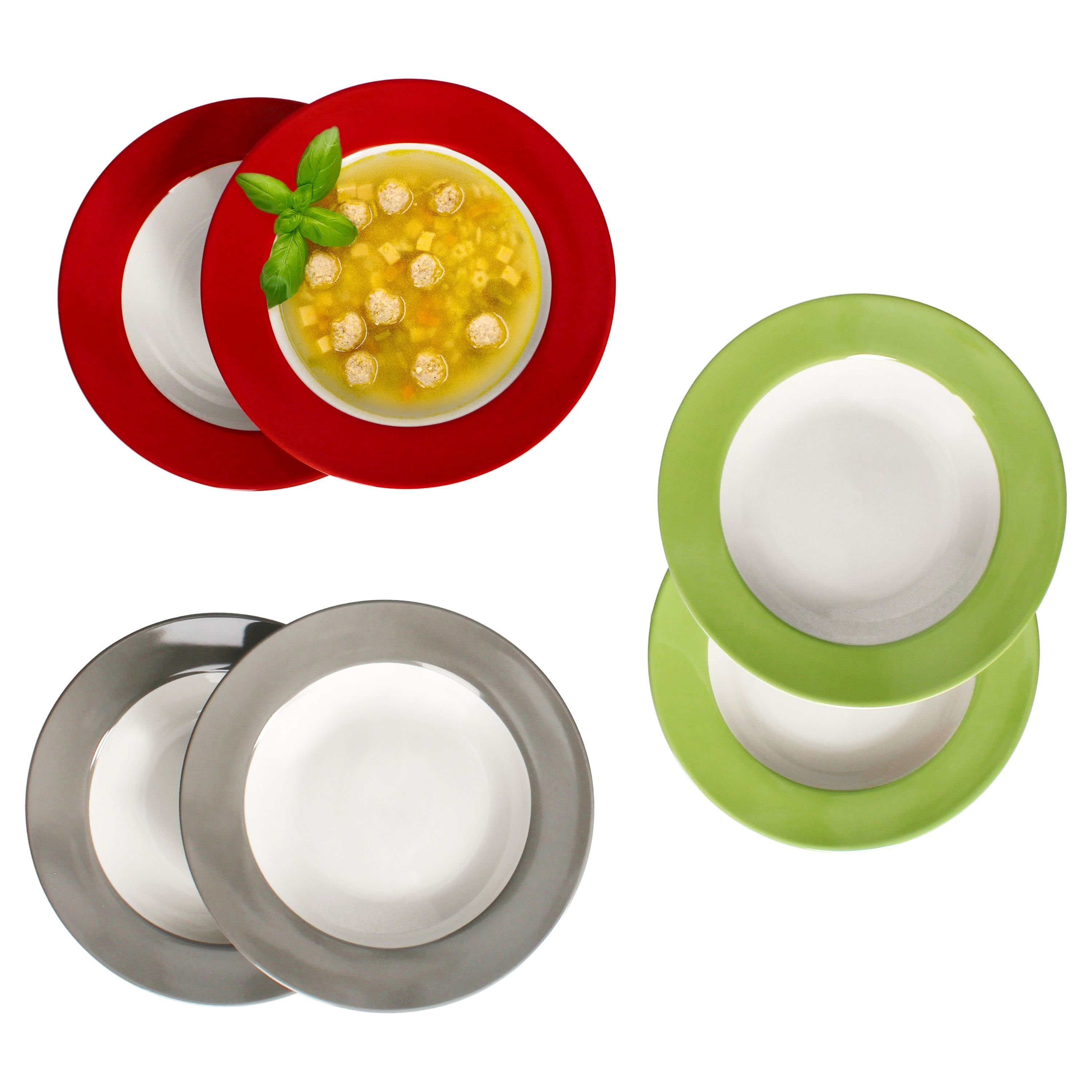 MamboCat Suppenteller 6x Variant Trio Suppenteller tiefe Teller Pasta Salat 6 Personen