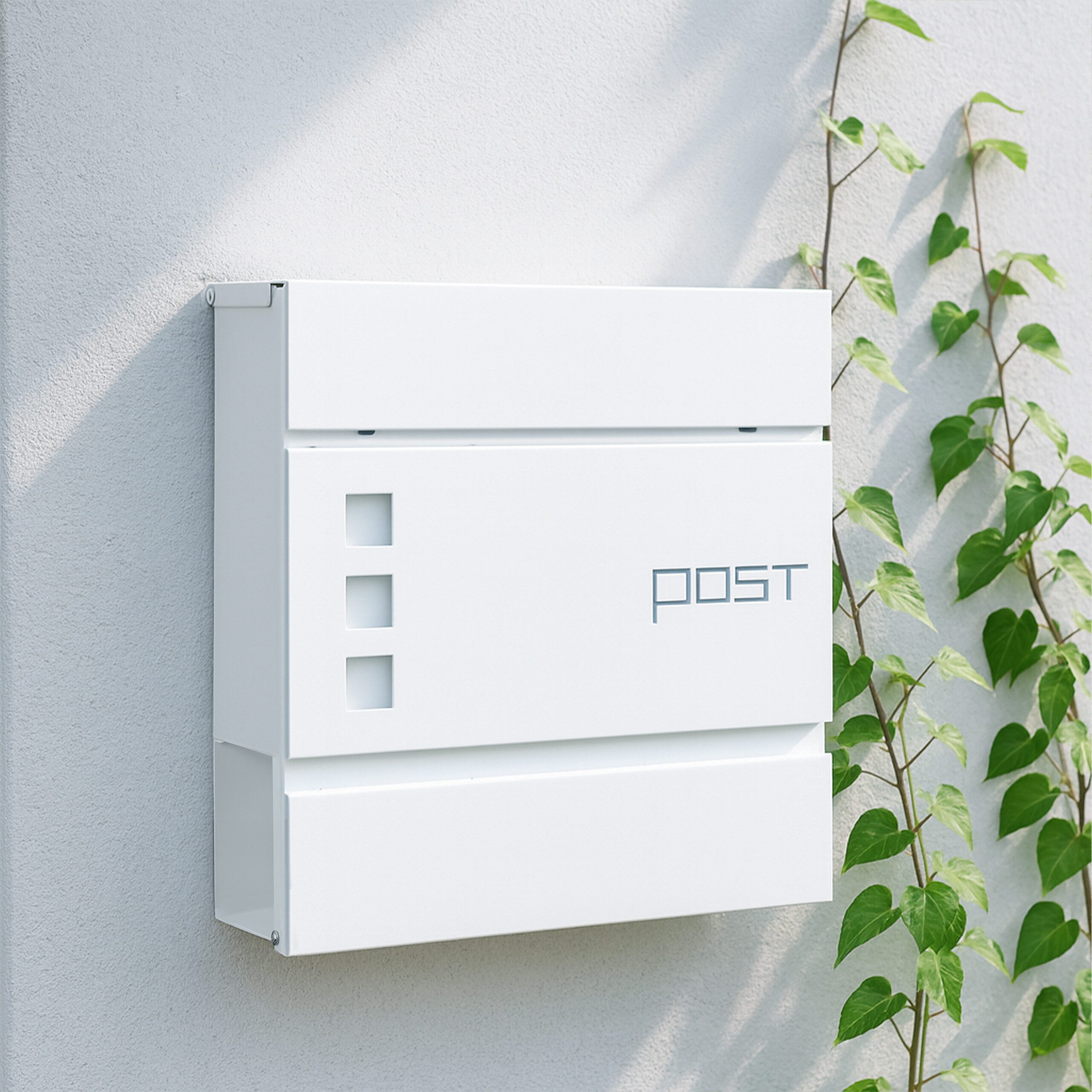 relaxdays Wandbriefkasten Briefkasten mit Zeitungsfach, weiß günstig online kaufen
