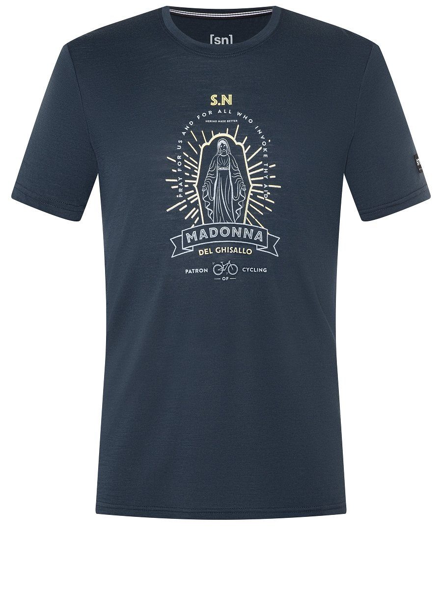 SUPER.NATURAL Print-Shirt Merino T-Shirt M SANTA PATRONA TEE bequemer Merino-Materialmix