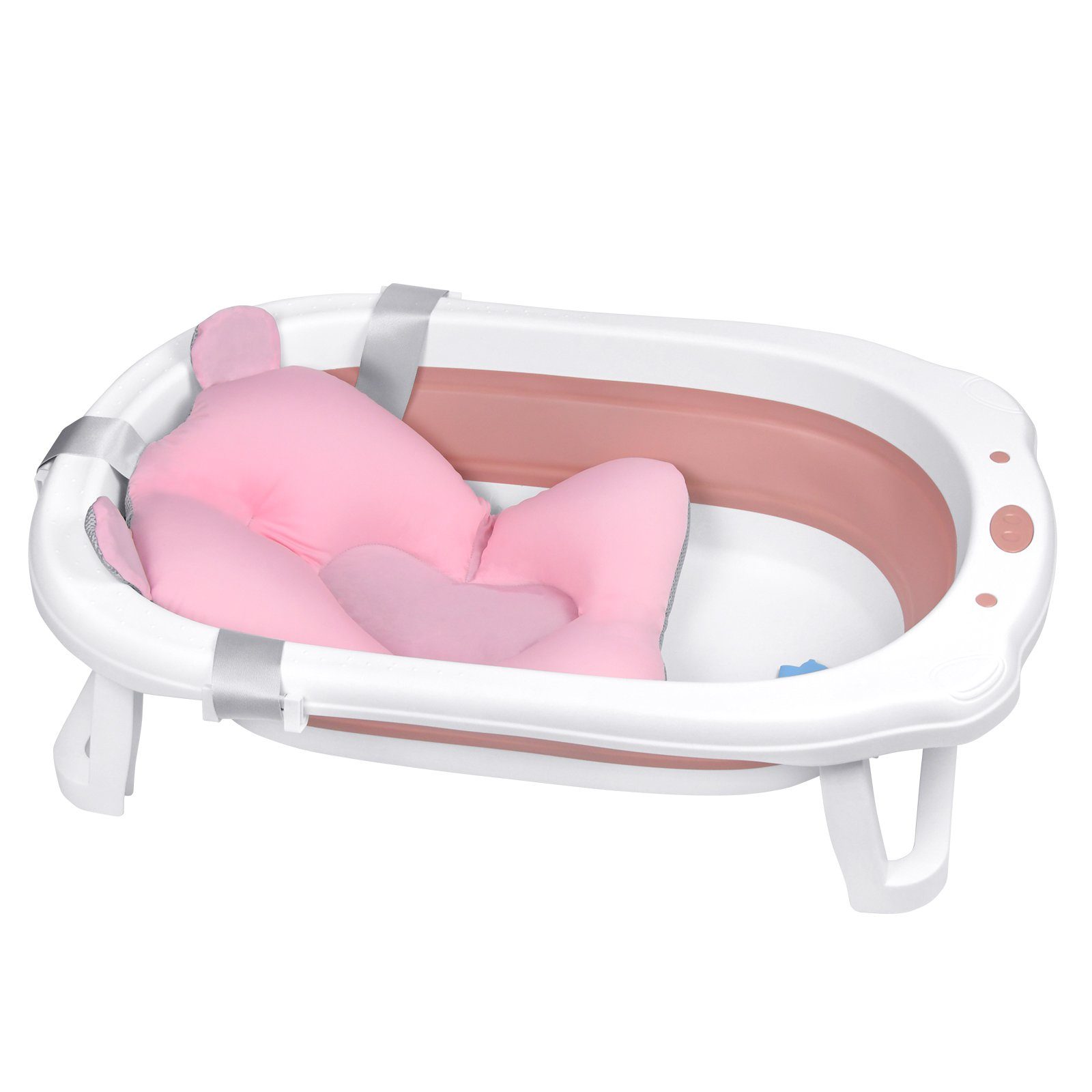 Babywanne, Ergonomischem Babybadewanne UISEBRT Faltbare Kissen mit mit Badekissen Rosa
