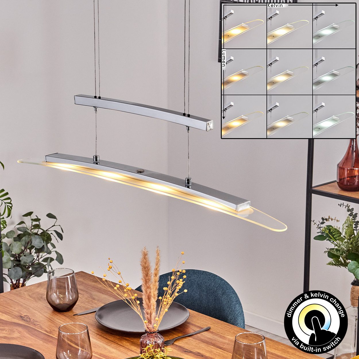 hofstein Pendelleuchte dimmbare Hängelampe aus Metall/Glas günstig online kaufen