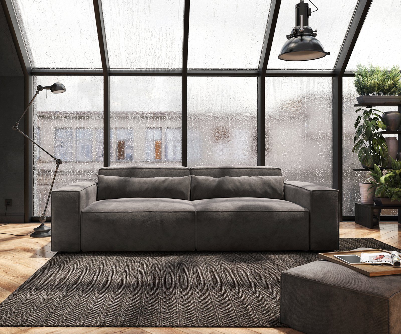 DELIFE Big-Sofa Sirpio, Mikrofaser Khakibraun 230x95 günstig online kaufen