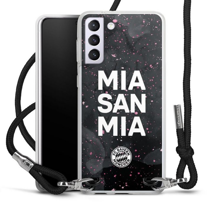 DeinDesign Handyhülle Mia San Mia Girl Style FC Bayern München Mia San Mia Girly - FCB Samsung Galaxy S21 Plus 5G Handykette Hülle mit Band Case zum Umhängen