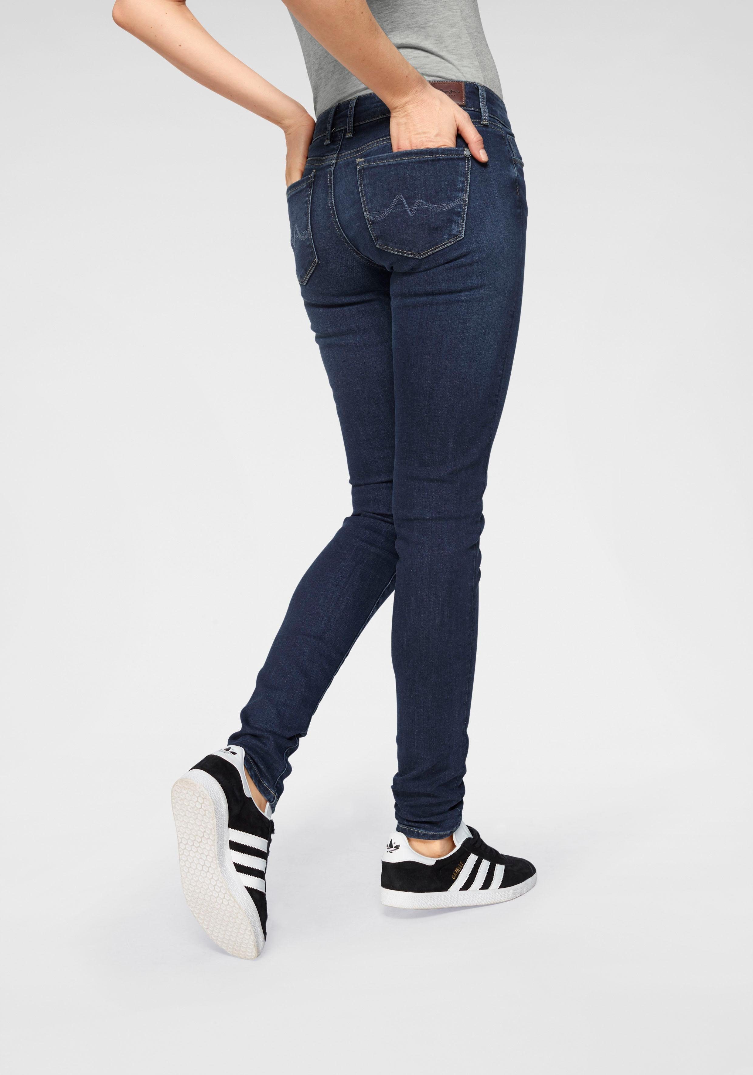 Jeans SOHO used dark worn und im Skinny-fit-Jeans 5-Pocket-Stil 1-Knopf Stretch-Anteil H45 Bund mit Pepe