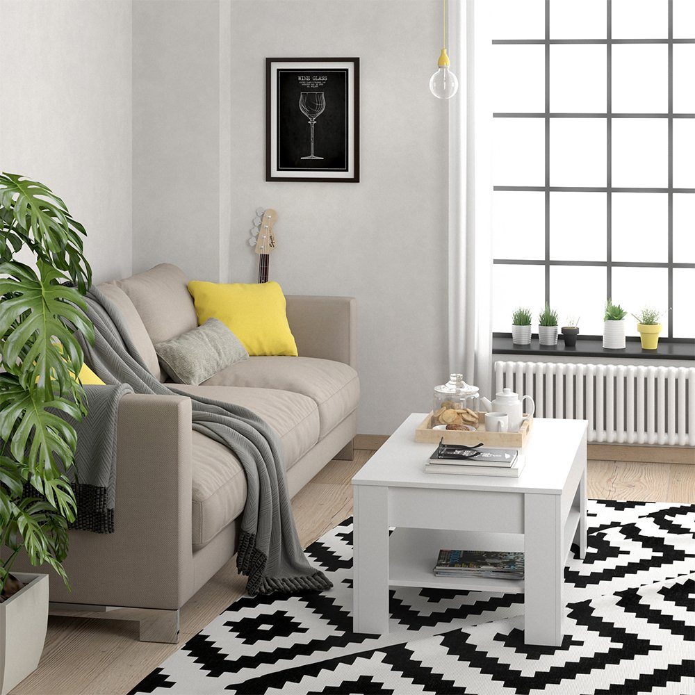 Vicco Couchtisch Milan, Weiß, 92.2 x 65 cm (1-St), Drehbar