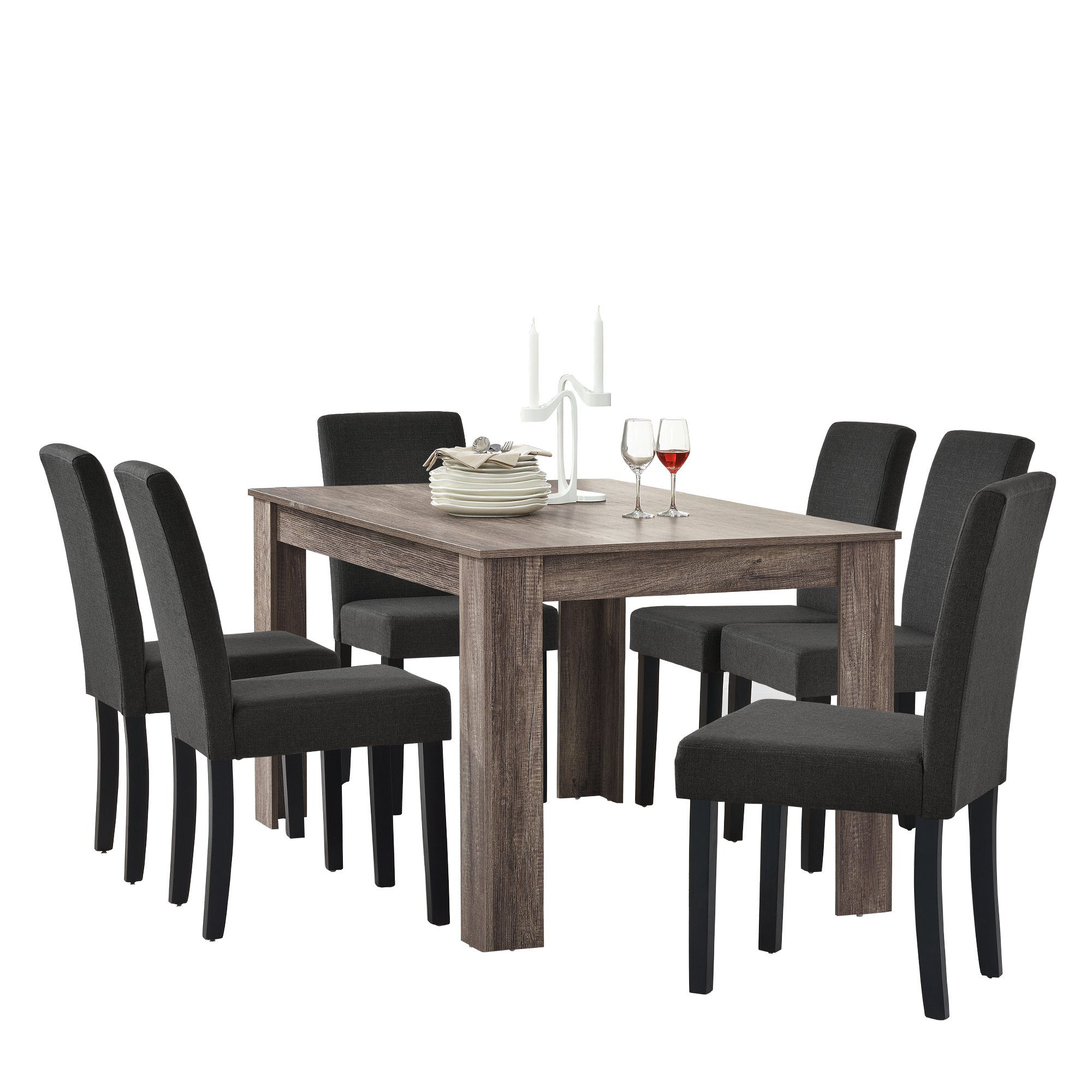 en.casa Essgruppe, (Set, 7-tlg., Esstisch mit günstig online kaufen