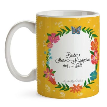 Mr. & Mrs. Panda Tasse Store-Managerin - Geschenk, Schenken, Gratulation, Kaffeebecher, Büro, Keramik