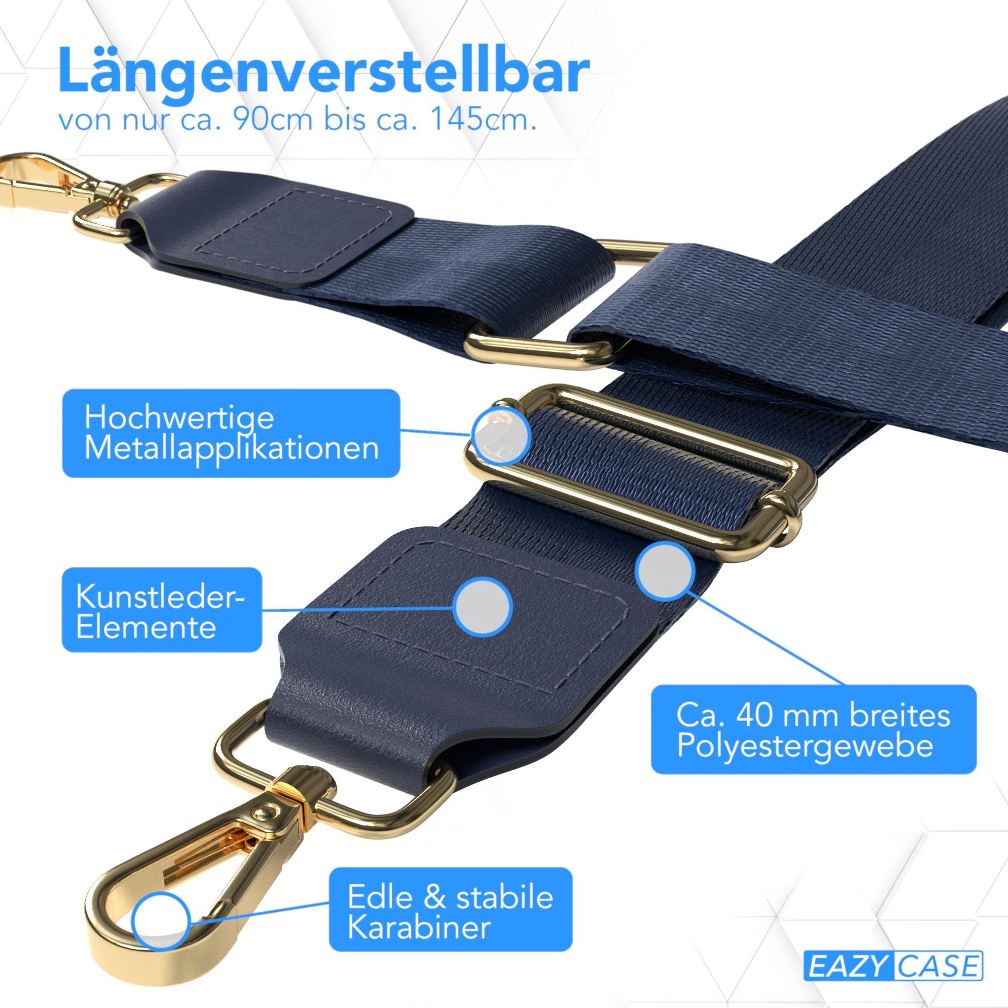 Taschen Dunkelblau Wechselband Body Metall für Verschluss Gold Schulterriemen Blau Bag CASE Ersatzgurt Karabiner Riemchen mit Schultergurte unifarbend - EAZY