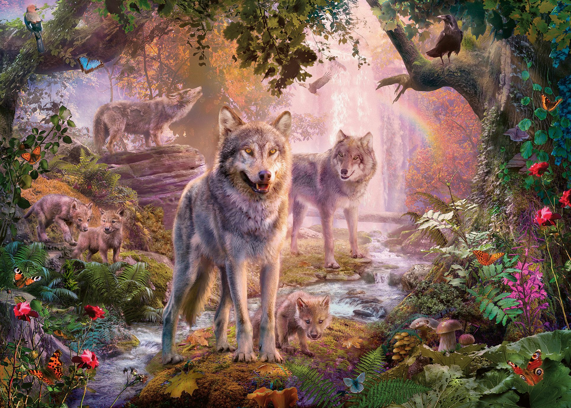 Ravensburger Puzzle Wolfsfamilie im Sommer, 1000 günstig online kaufen