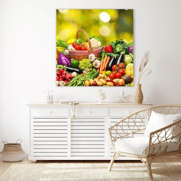 Primedeco Glasbild Wandbild Quadratisch Gemüsebeet mit Aufhängung, Gemüse