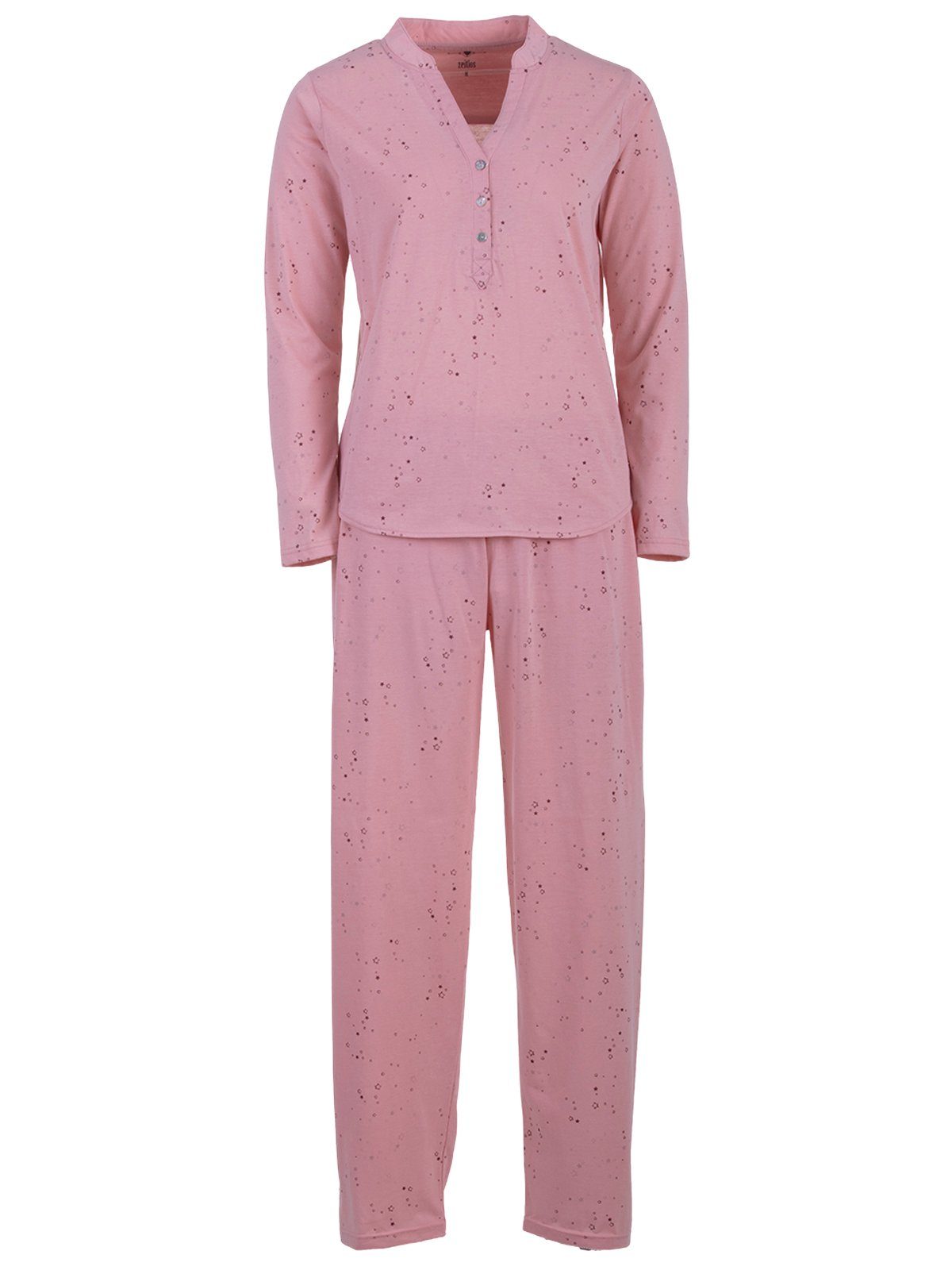 zeitlos Schlafanzug Pyjama Set Langarm - Sterne rosa