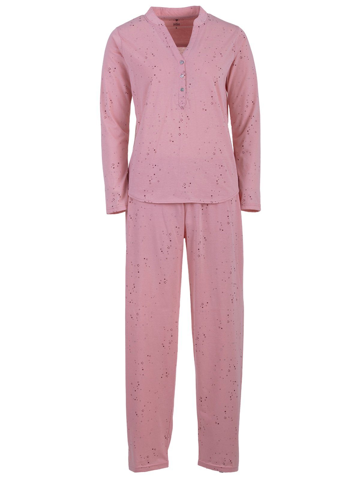 zeitlos Schlafanzug Pyjama Langarm - rosa Sterne Set