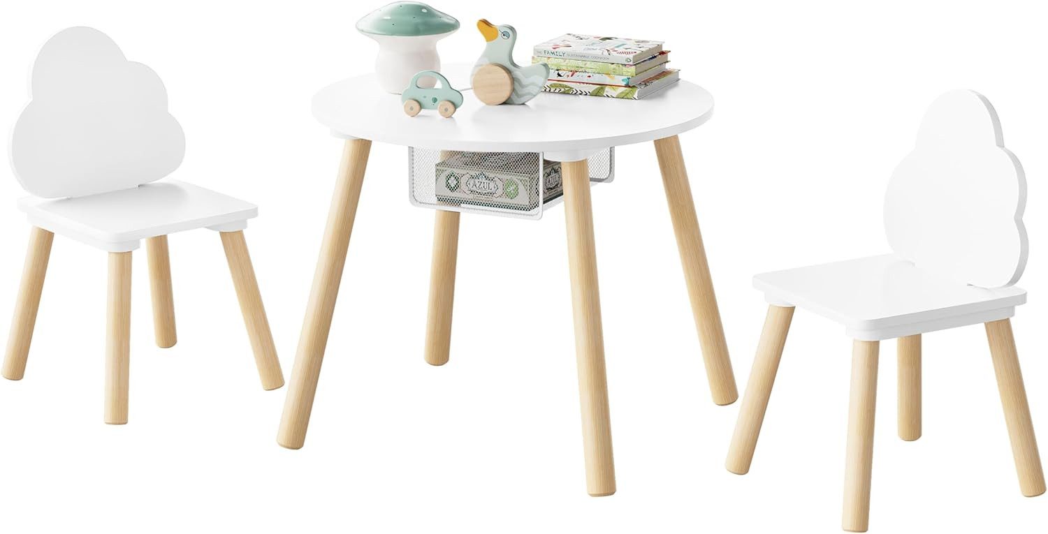 Woltu Kindersitzgruppe, weiß, Kindertisch mit 2 günstig online kaufen