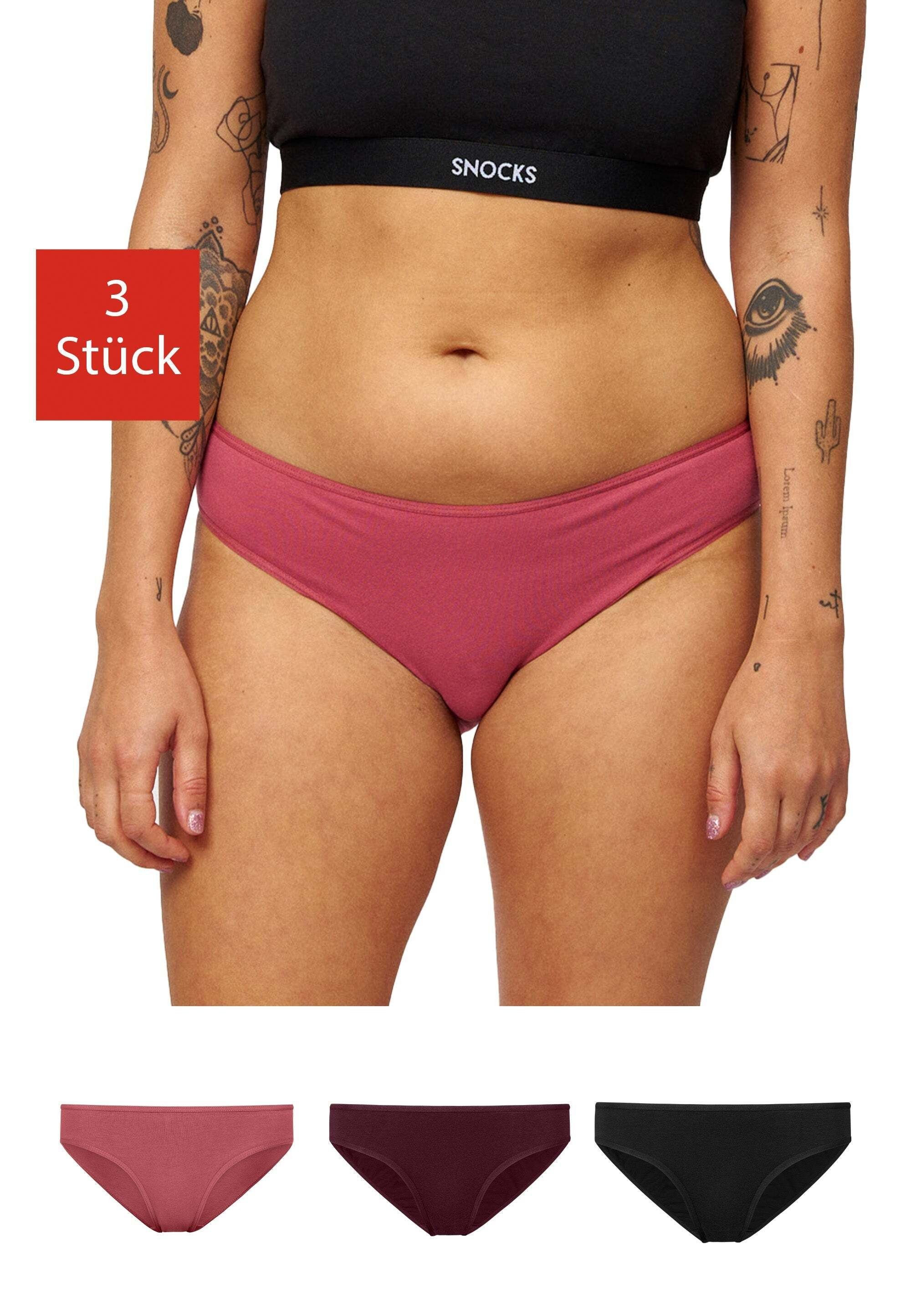 SNOCKS Slip Unterwäsche Damen Unterhosen (3-St) aus Bio-Baumwolle, passt wie eine zweite Haut