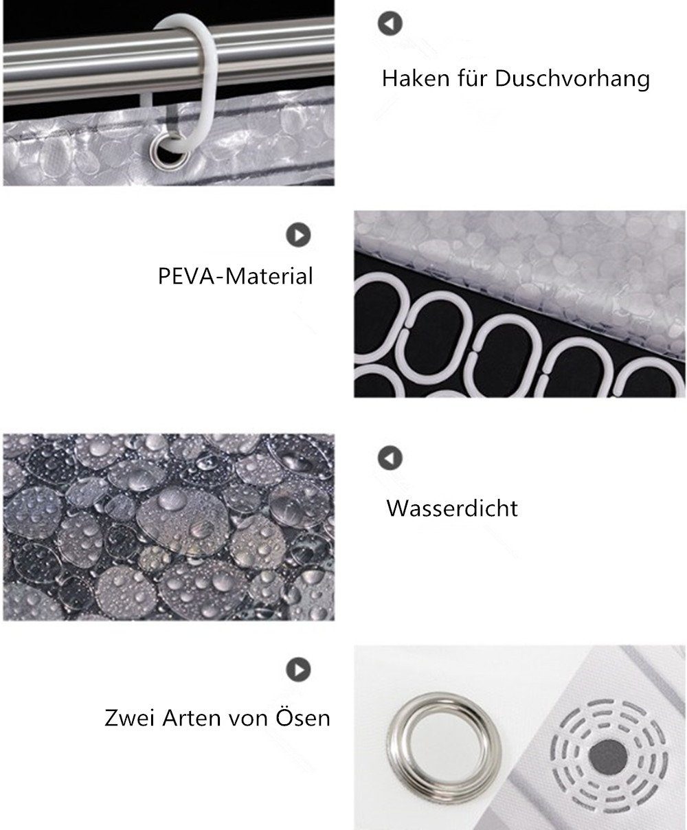 XDeer Duschvorhang Duschvorhang 180x180 - Shower Curtains mit 3 Magnete unt günstig online kaufen