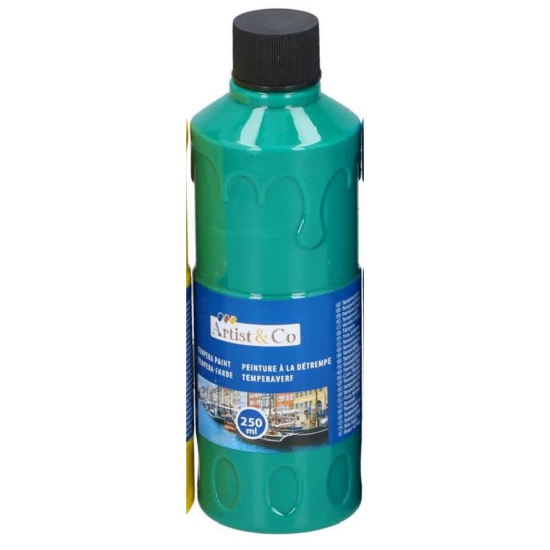 Artist & Co Temperafarbe Schulmalfarbe Temperafarbe Plakatfarbe 250 ml in 6 Farben, Leuchtende Farbgebung