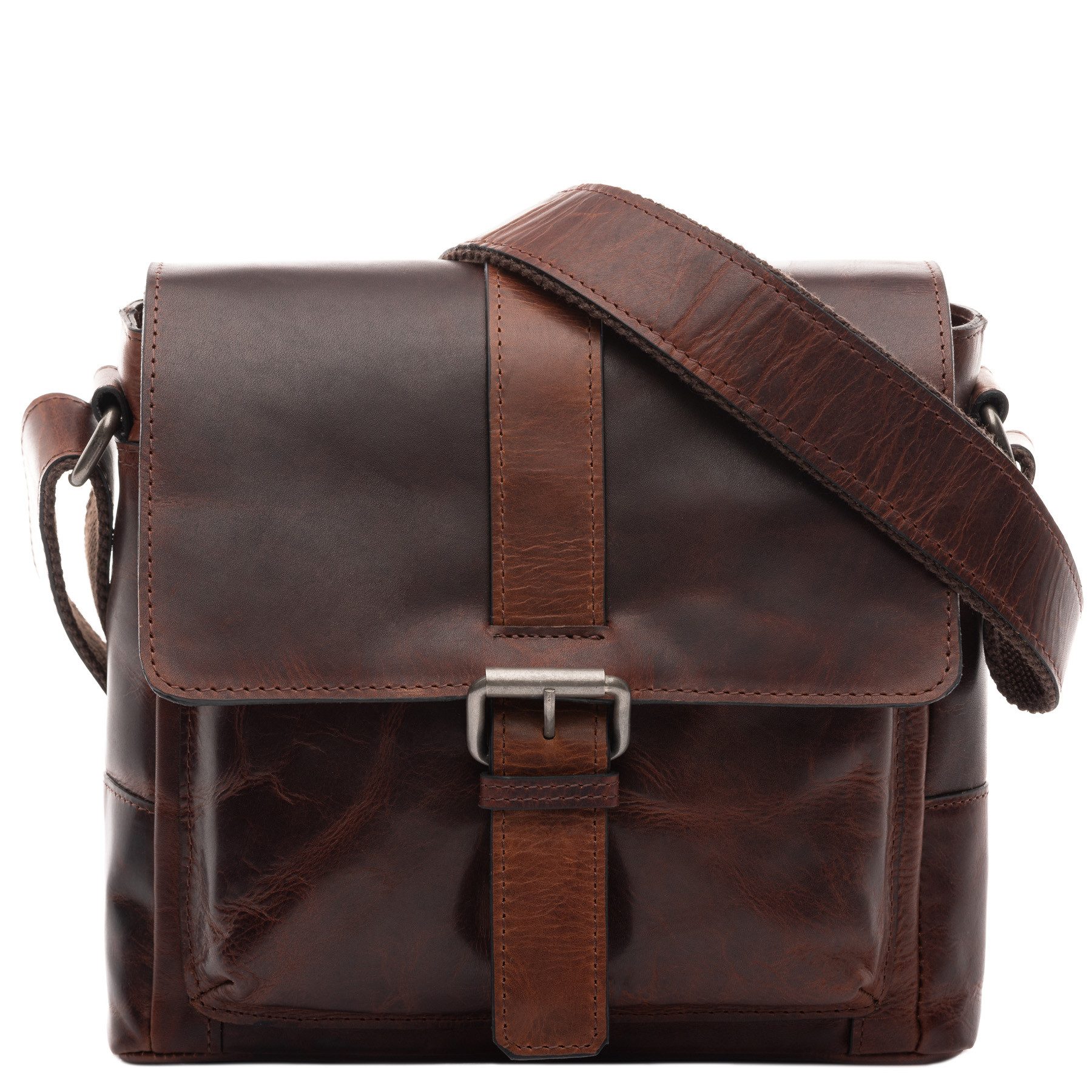 SID & VAIN Messenger Bag echt Leder Schultertasche groß braun GRAHAM, Umhängetasche echt Leder Unisex, Crossbody Bag braun