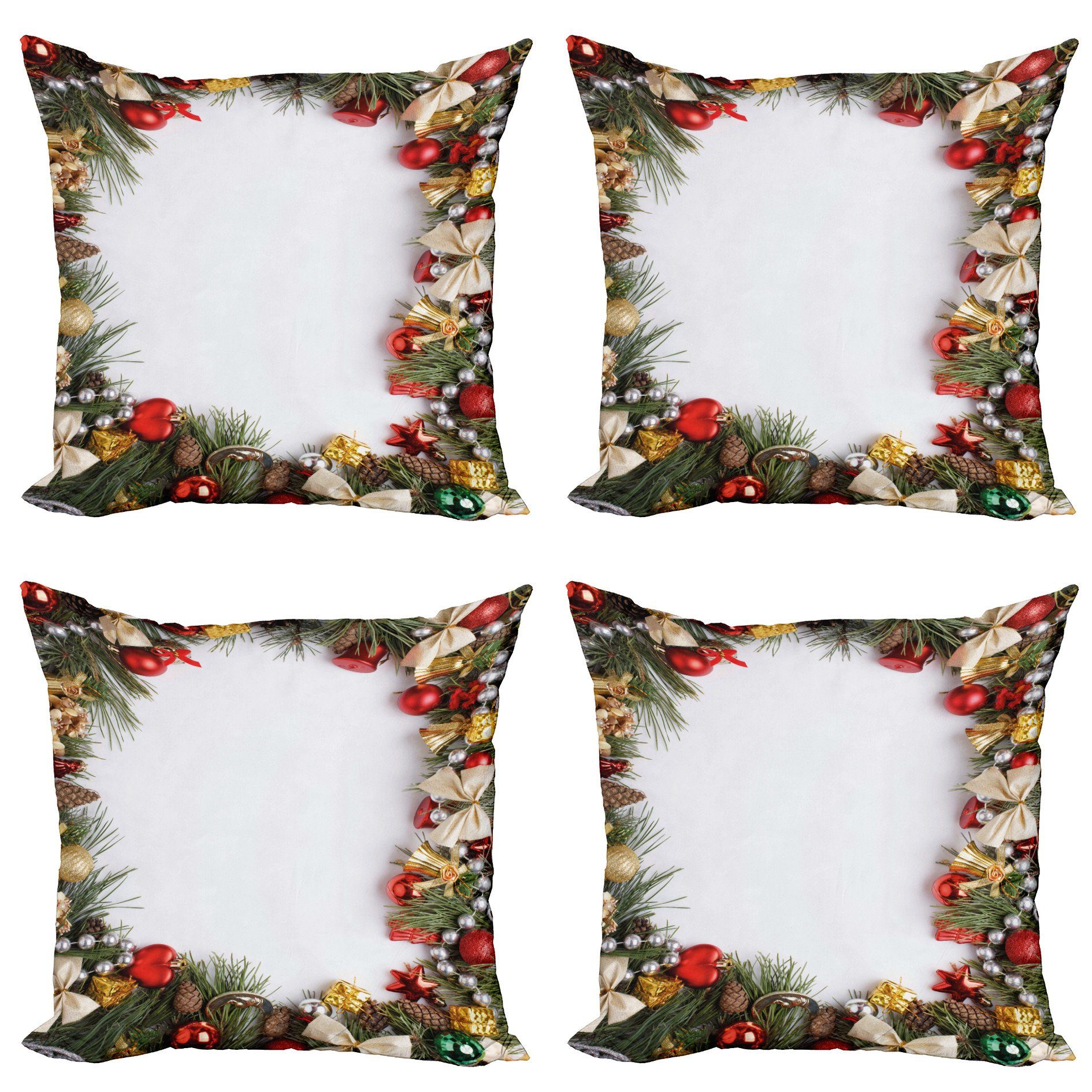 (4 Weihnachtsbaum Abakuhaus Doppelseitiger Dressed Modern Digitaldruck, Accent Stück), Weihnachten Kissenbezüge