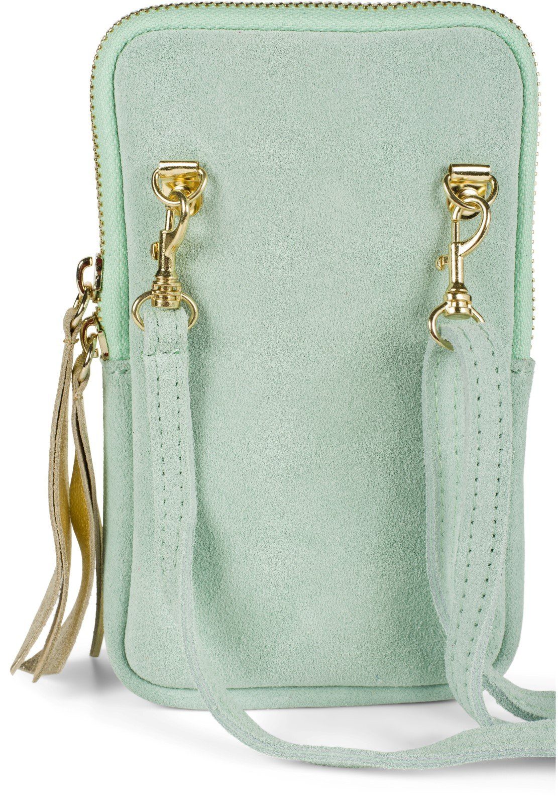 Mint Umhängetasche Handy (1-tlg), Bag Echtleder Veloursleder styleBREAKER Mini