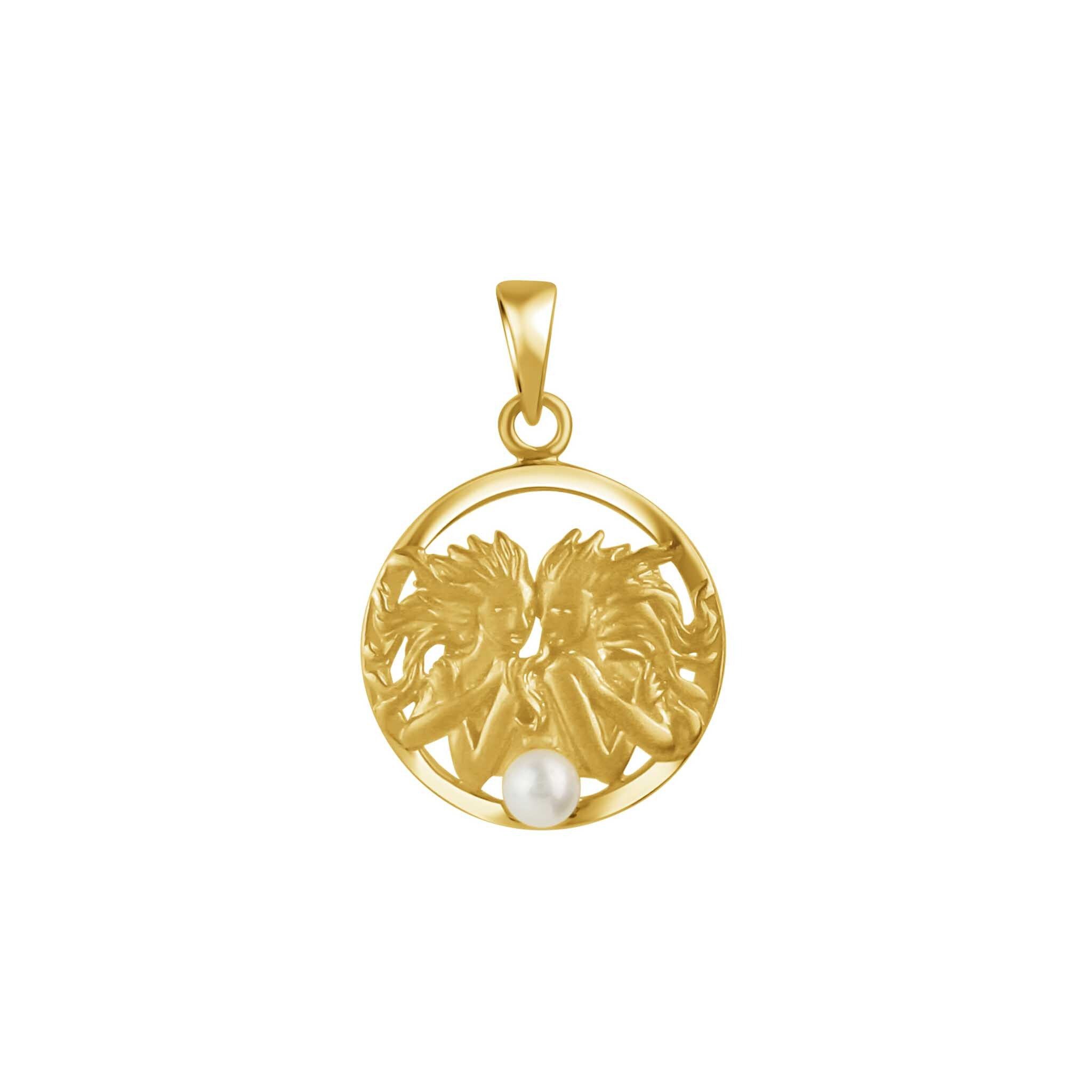 Kettenanhänger 925/- Sterling Silber vergoldet Zwillinge Monatsstein