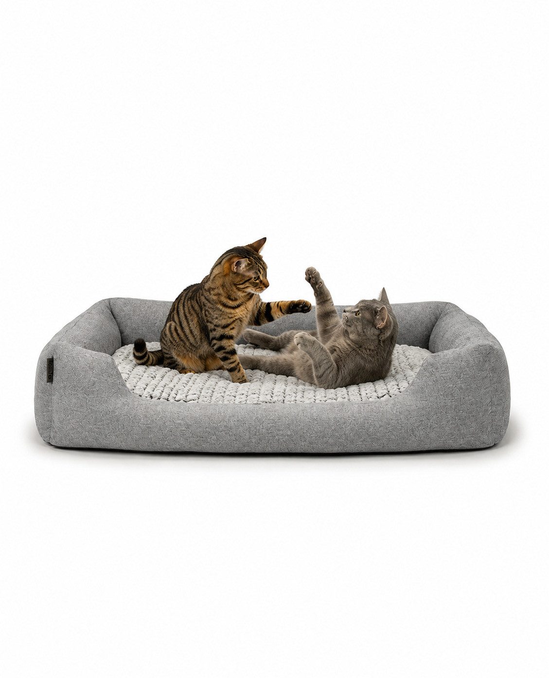 lionto Katzenliege, Katzenbett mit tiefem Einstieg & rutschfestem Boden, 110x80 cm grau, Textil, Stilvolles Kuschelkörbchen mit Wendekissen