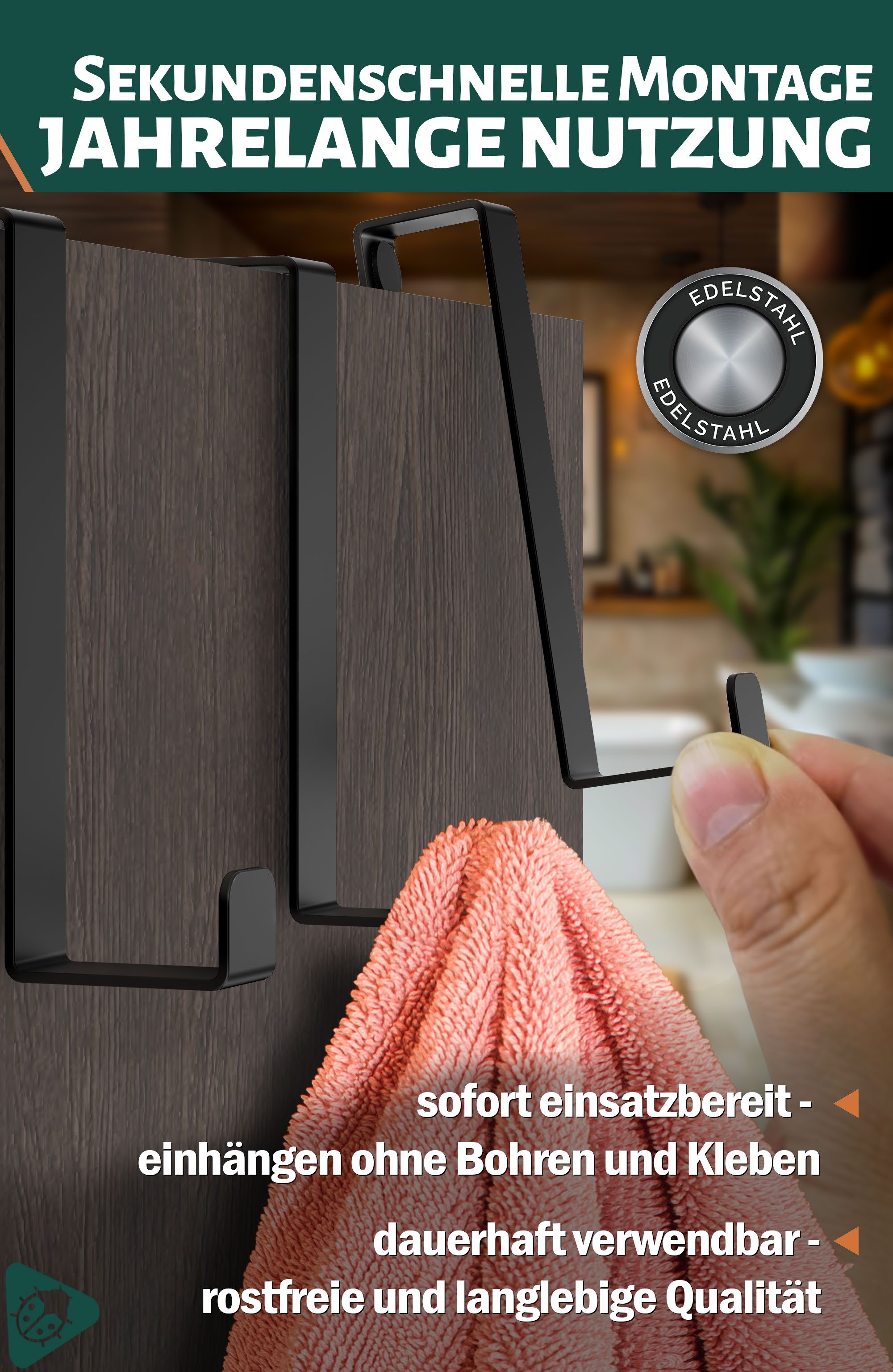Lindenstein Türhaken Türhaken zum Einhängen 10er Set, Türen, (Packung, 10-St., 10), ohne Bohren,Stabil,langlebig,rostbeständig,verformungsresistent – Bild 5 von 5