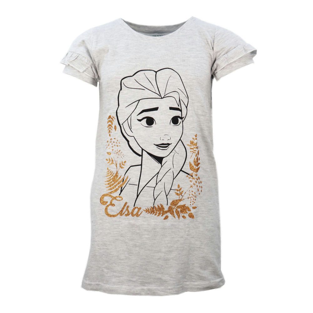 Disney Pyjamaoberteil Disney Die EIskönigin Elsa kurzarm Schlafshirt Nachthemd Schlafkleid Gr. 104 bis 134