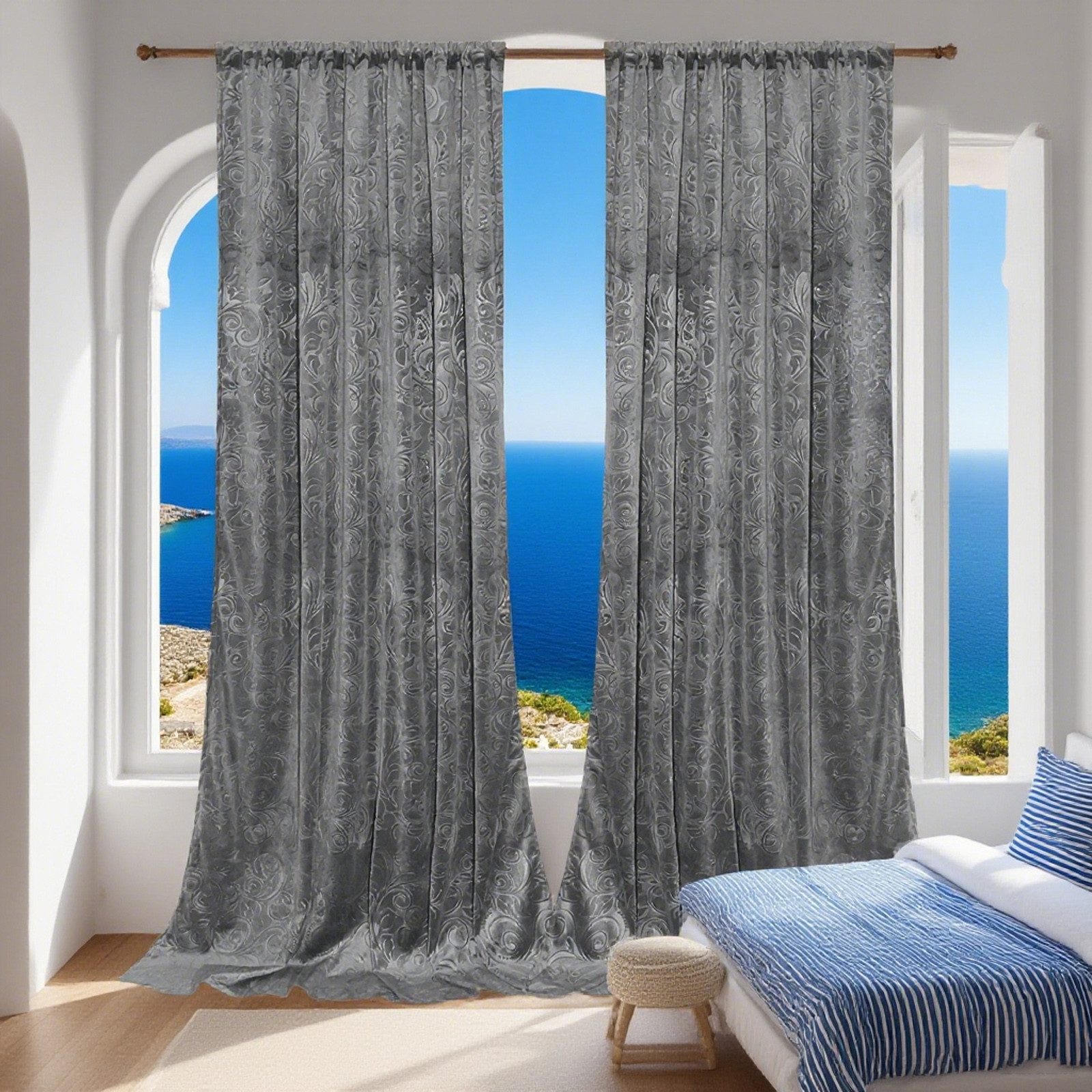 BTTO V&G Verdunkelungsvorhang Vorhänge Luxus Samt Scheibengardine 2 Stück B günstig online kaufen