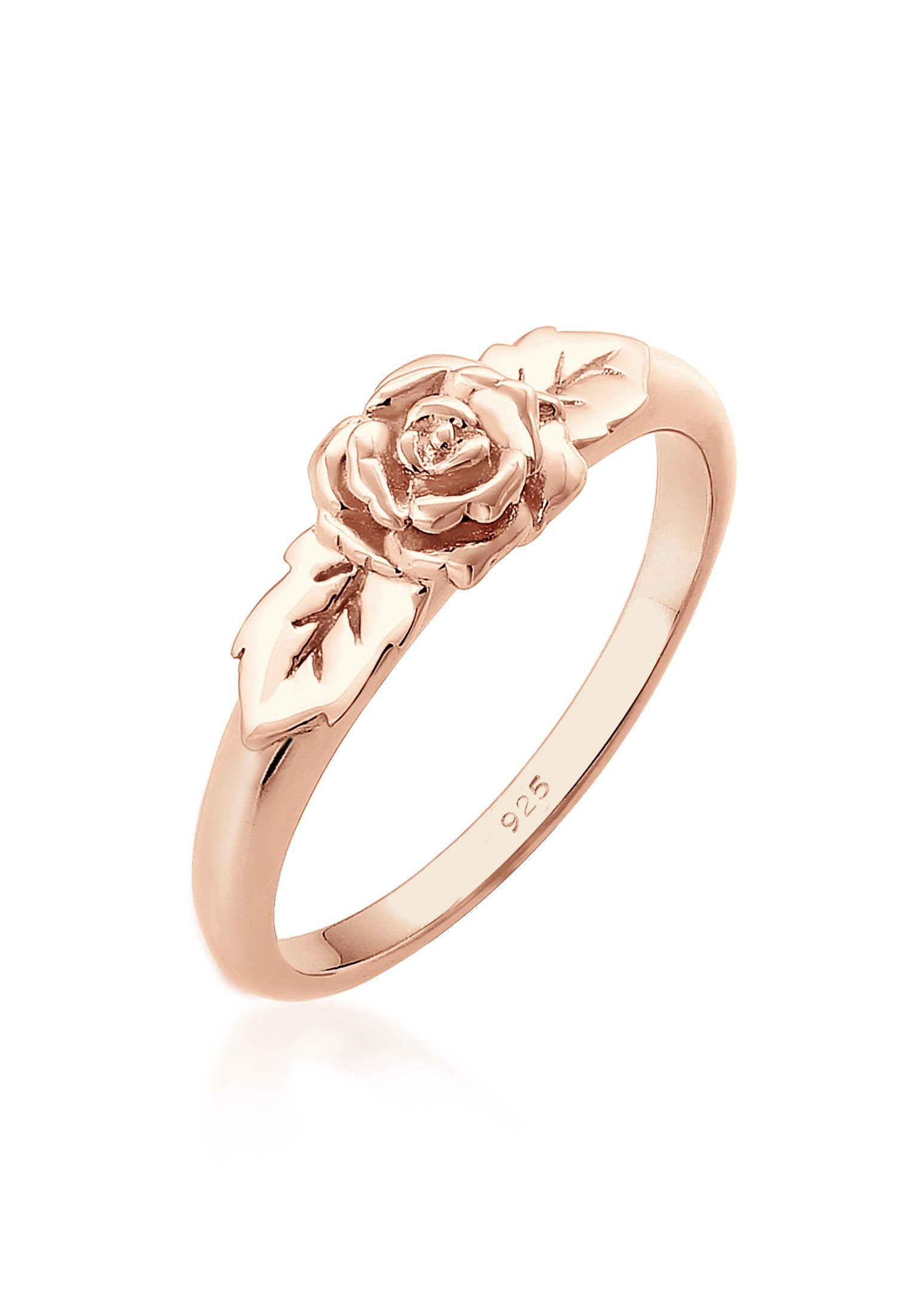 Elli Fingerring Rosenblüte Blume Vintage Look Trend 925 Silber Rosegold