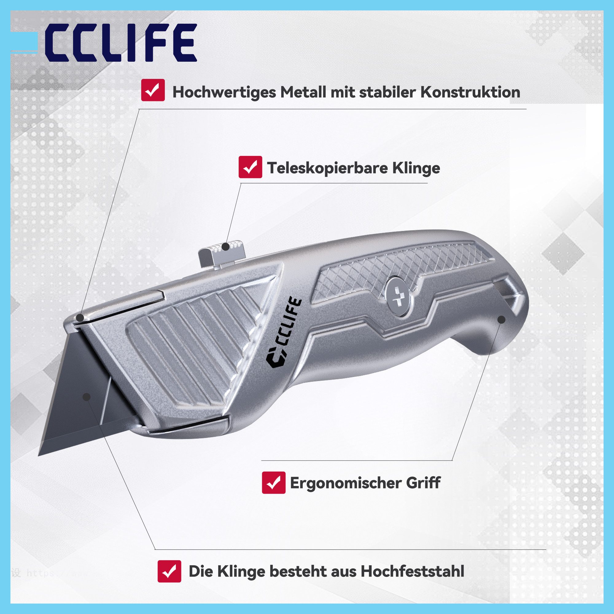 CCLIFE Cuttermesser CCLIFE Profi Werkzeugset 7-teilig fuer Haushalt und Werkstatt, (7-tlg) – Bild 5 von 5
