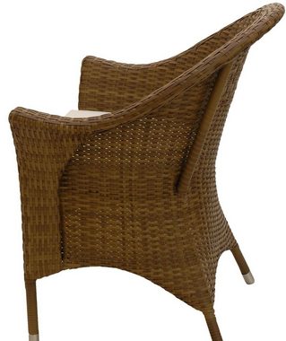 Krines Home Sitzgruppe Hochwertiges Gartenset Amalfi aus haltbarem Poly-Rattan mit Polster, (3-tlg), Stabile Outdoor Lounge