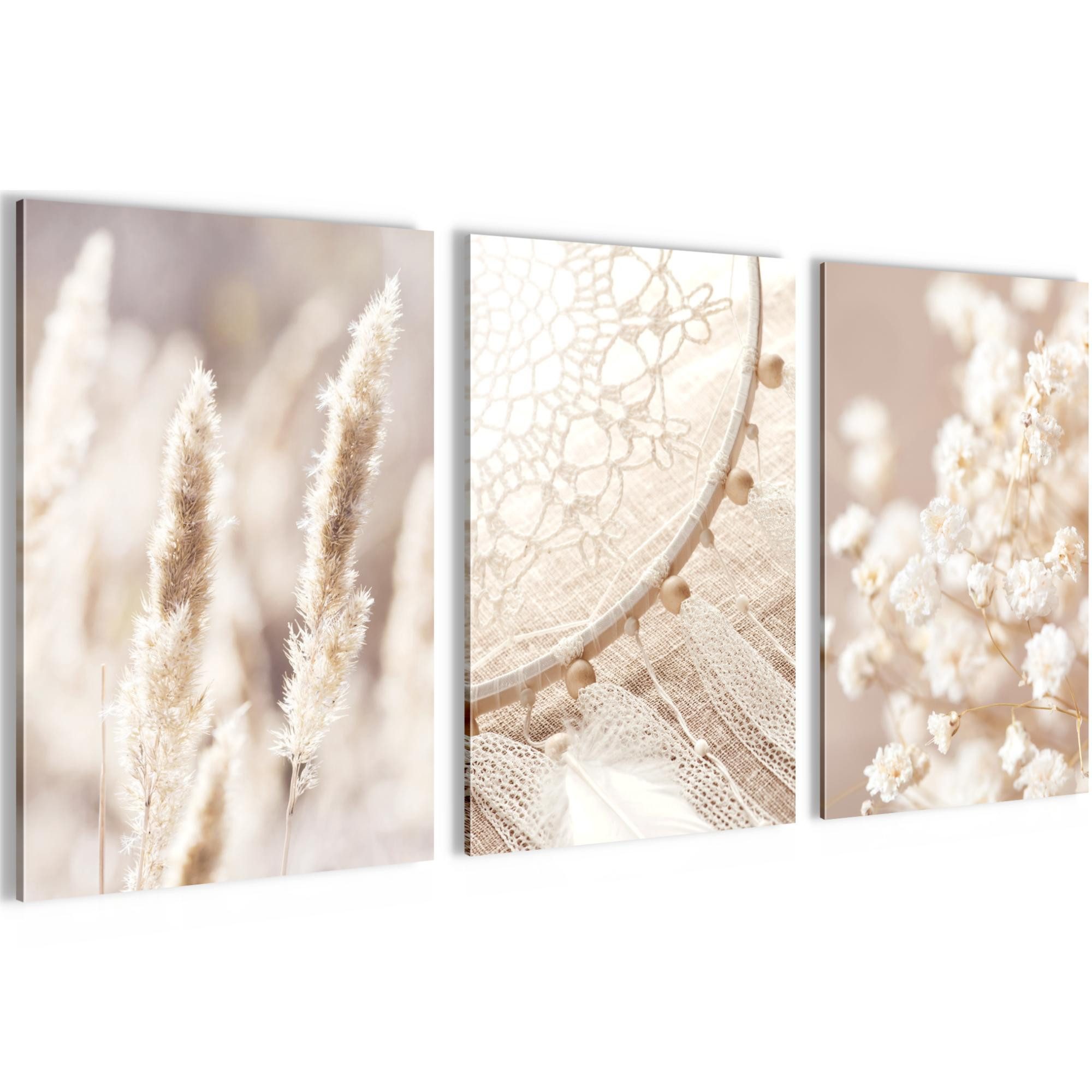 Novart Wandbild 3 Wandbilder Set Natur Wohnzimmer Deko Landschaft Berge Boho, Boho2