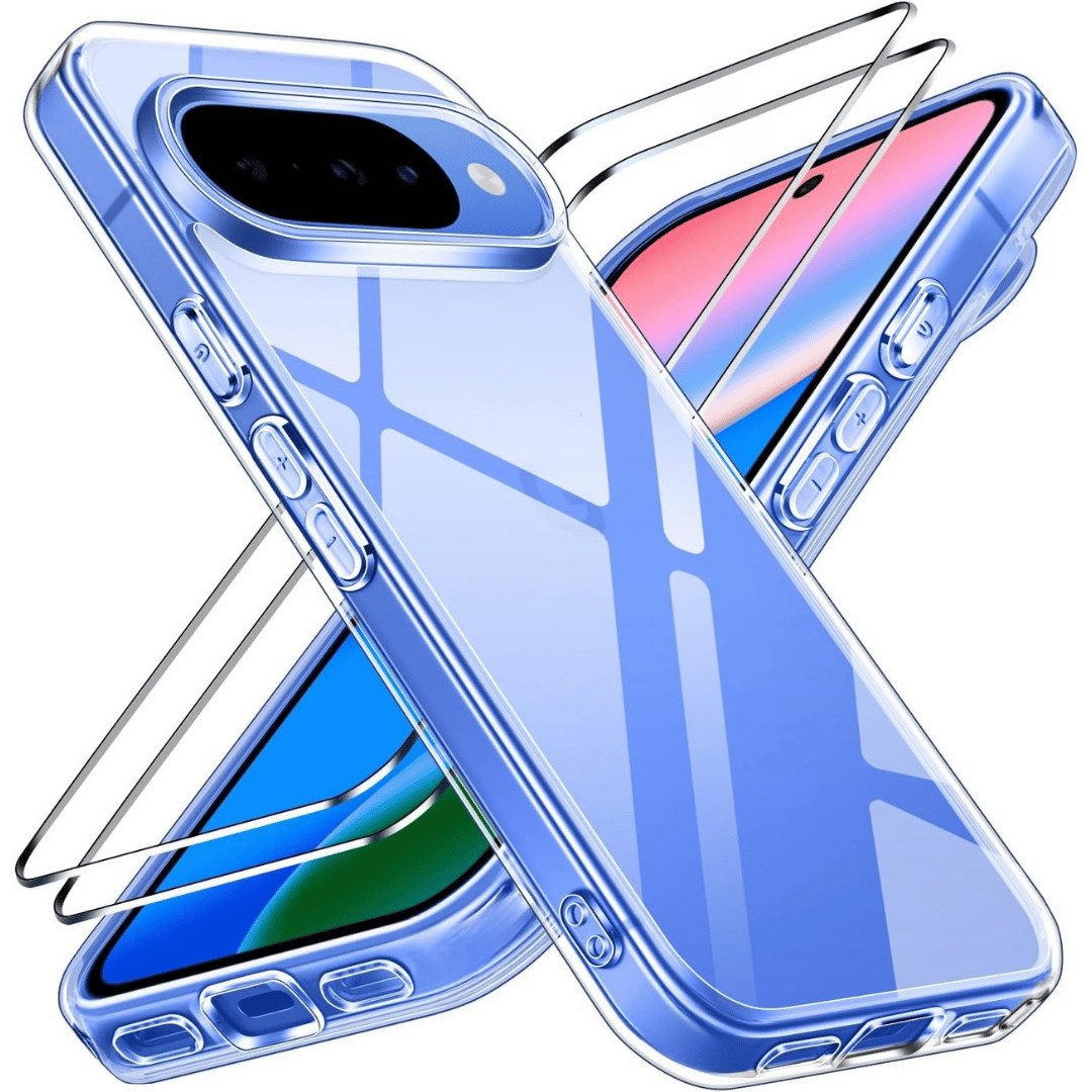 SmartUP Smartphone-Hülle + 2X Schutzglas für Google Pixel 10 Panzerfolie Display Screen Case 9H 6,3 Zoll, kompletter Rundumschutz